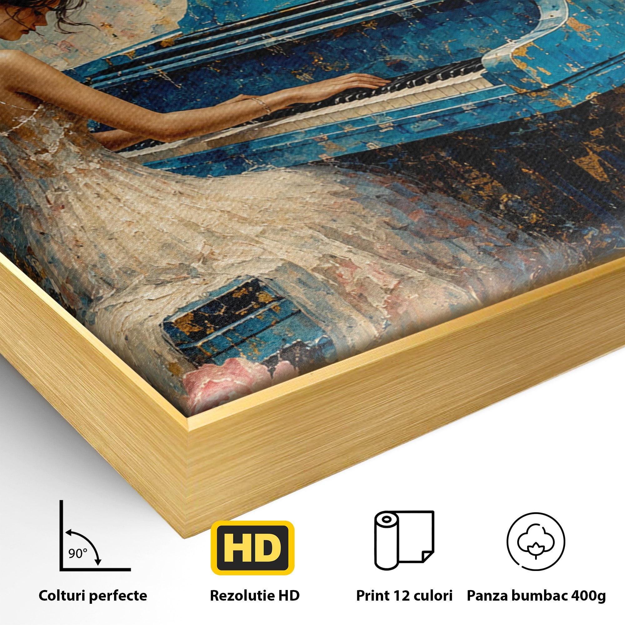 Tablou Canvas Premium LuxCanva® R1026, Inger La Pian Albastru, Inger, Pian, Flori, Living, Arta, Culori Vibrante
