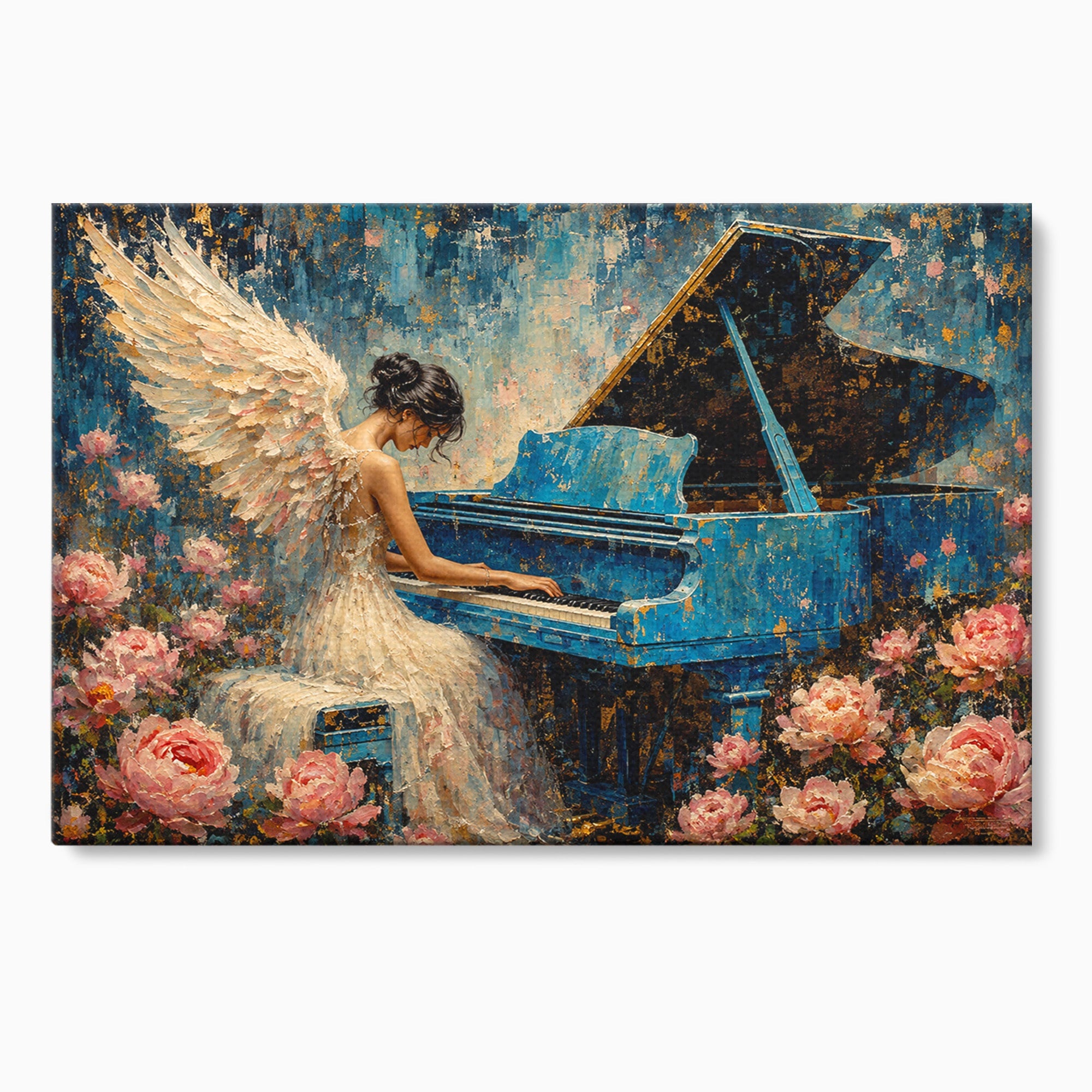 Tablou Canvas Premium LuxCanva® R1026, Inger La Pian Albastru, Inger, Pian, Flori, Living, Arta, Culori Vibrante