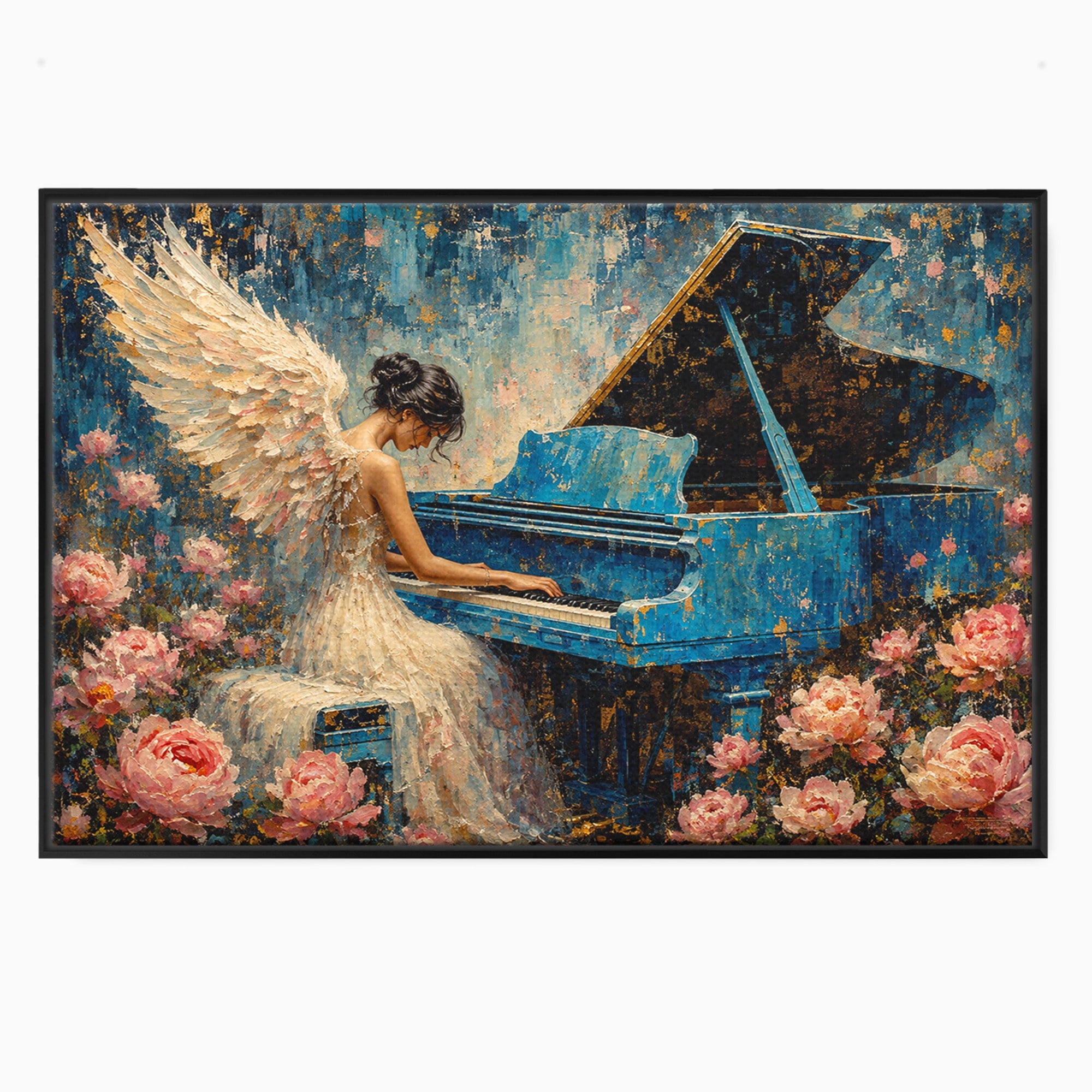 Tablou Canvas Premium LuxCanva® R1026, Inger La Pian Albastru, Inger, Pian, Flori, Living, Arta, Culori Vibrante