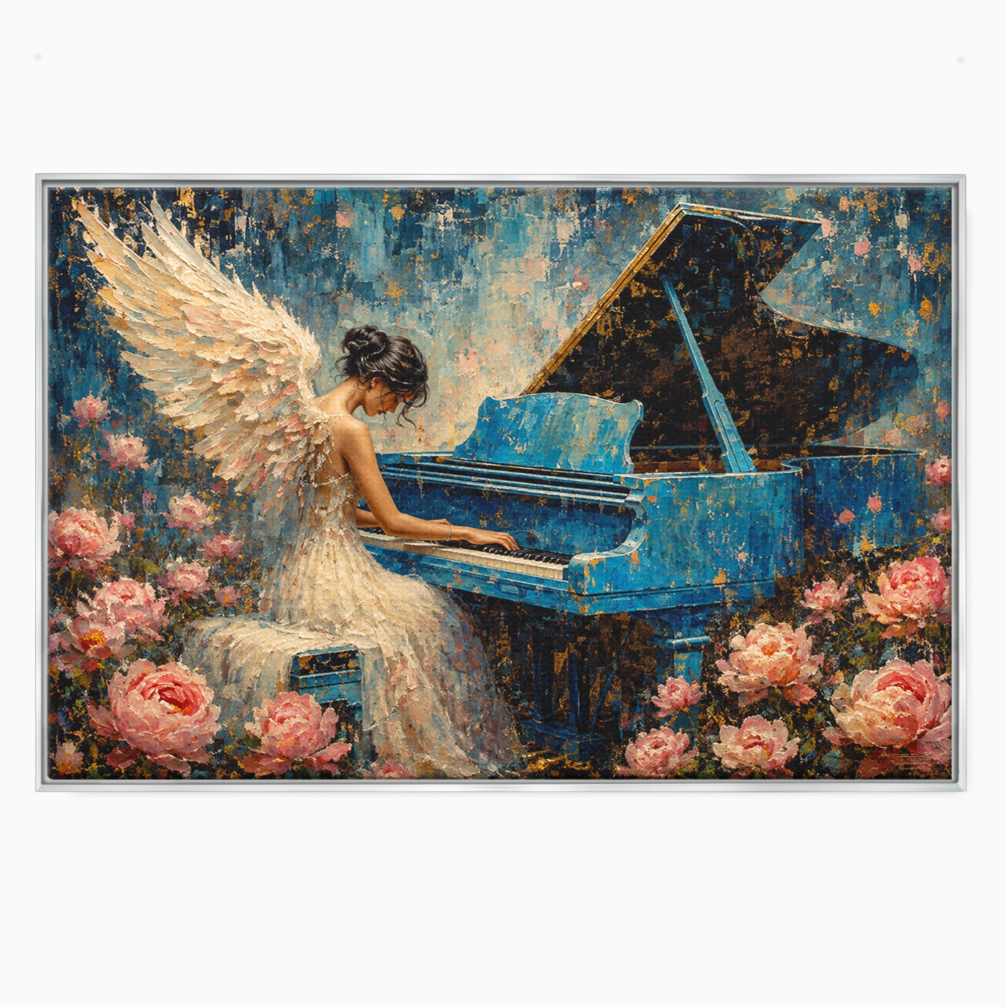 Tablou Canvas Premium LuxCanva® R1026, Inger La Pian Albastru, Inger, Pian, Flori, Living, Arta, Culori Vibrante