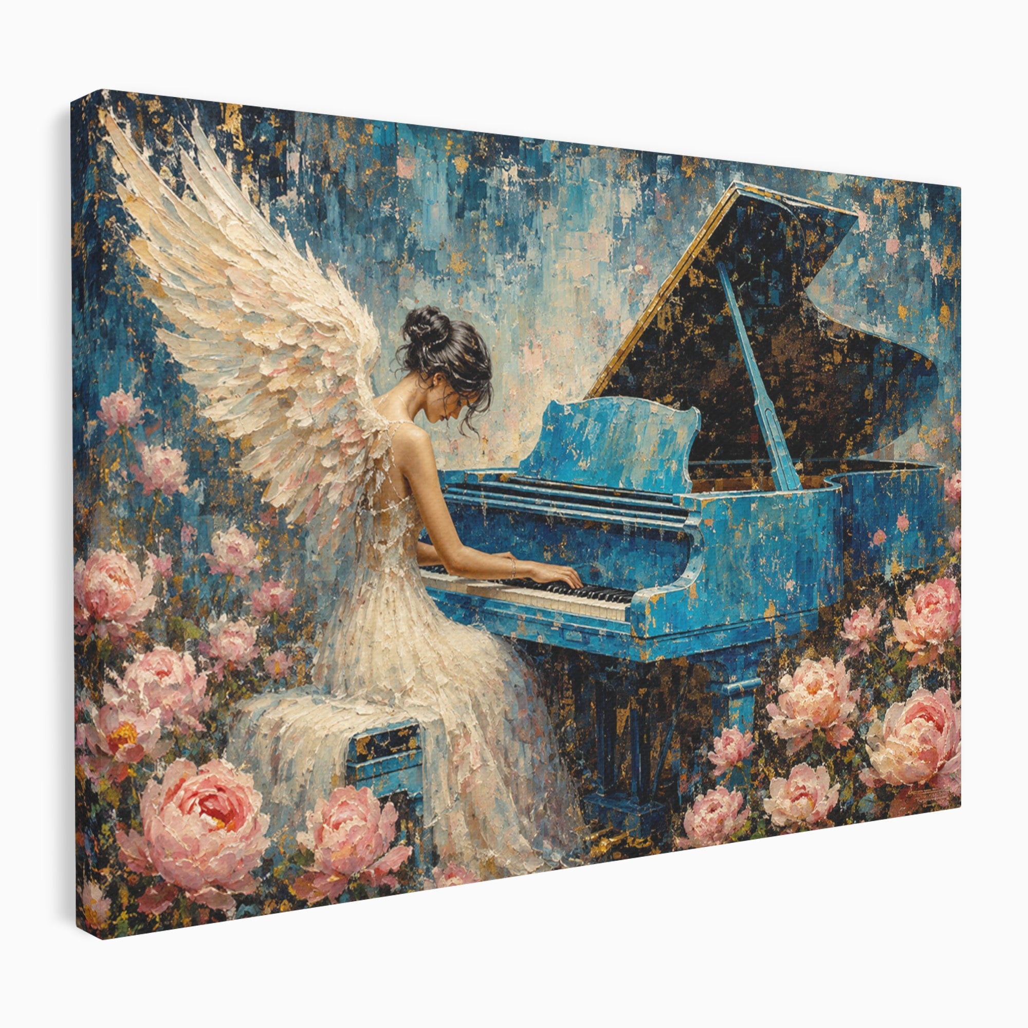 Tablou Canvas Premium LuxCanva® R1026, Inger La Pian Albastru, Inger, Pian, Flori, Living, Arta, Culori Vibrante