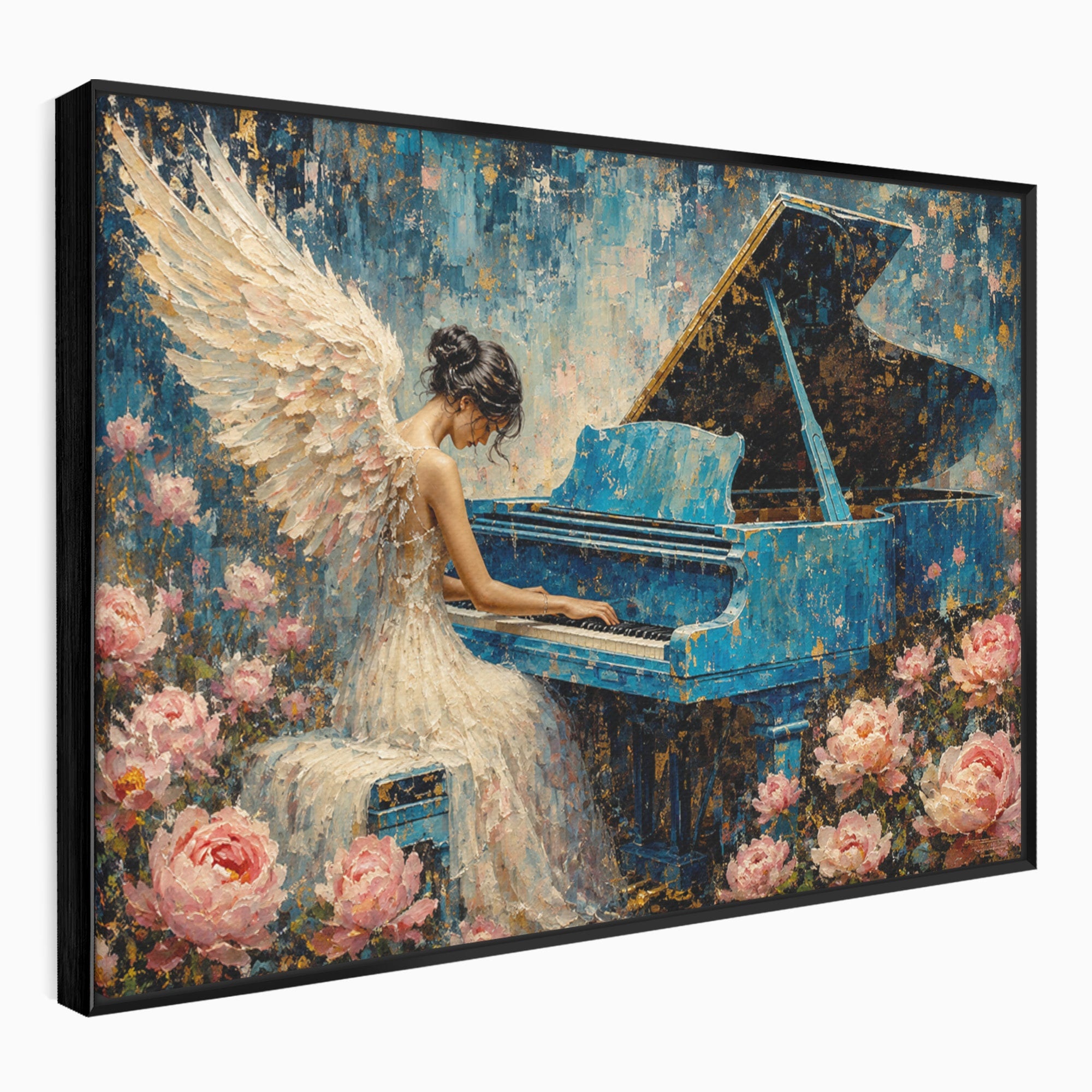 Tablou Canvas Premium LuxCanva® R1026, Inger La Pian Albastru, Inger, Pian, Flori, Living, Arta, Culori Vibrante
