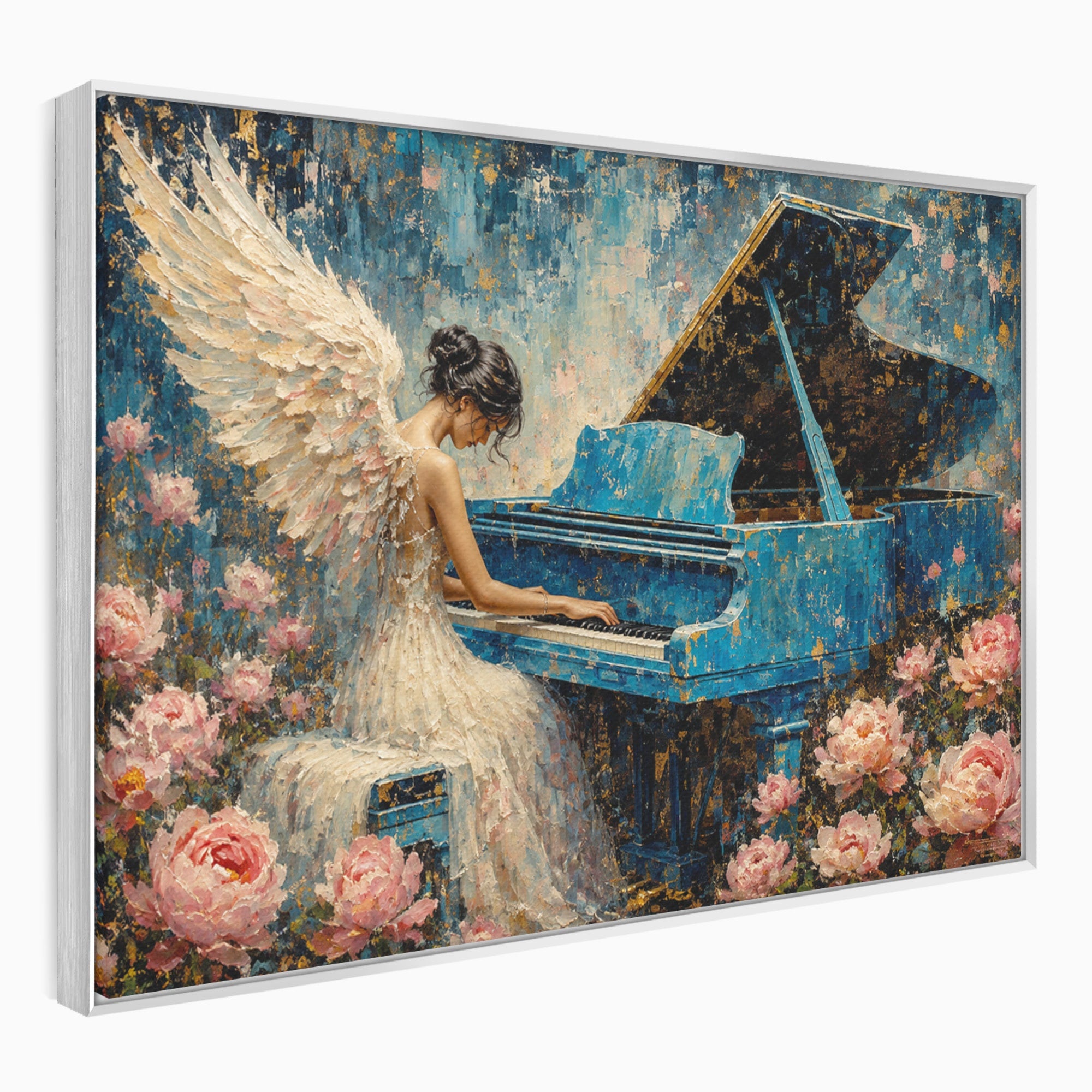 Tablou Canvas Premium LuxCanva® R1026, Inger La Pian Albastru, Inger, Pian, Flori, Living, Arta, Culori Vibrante