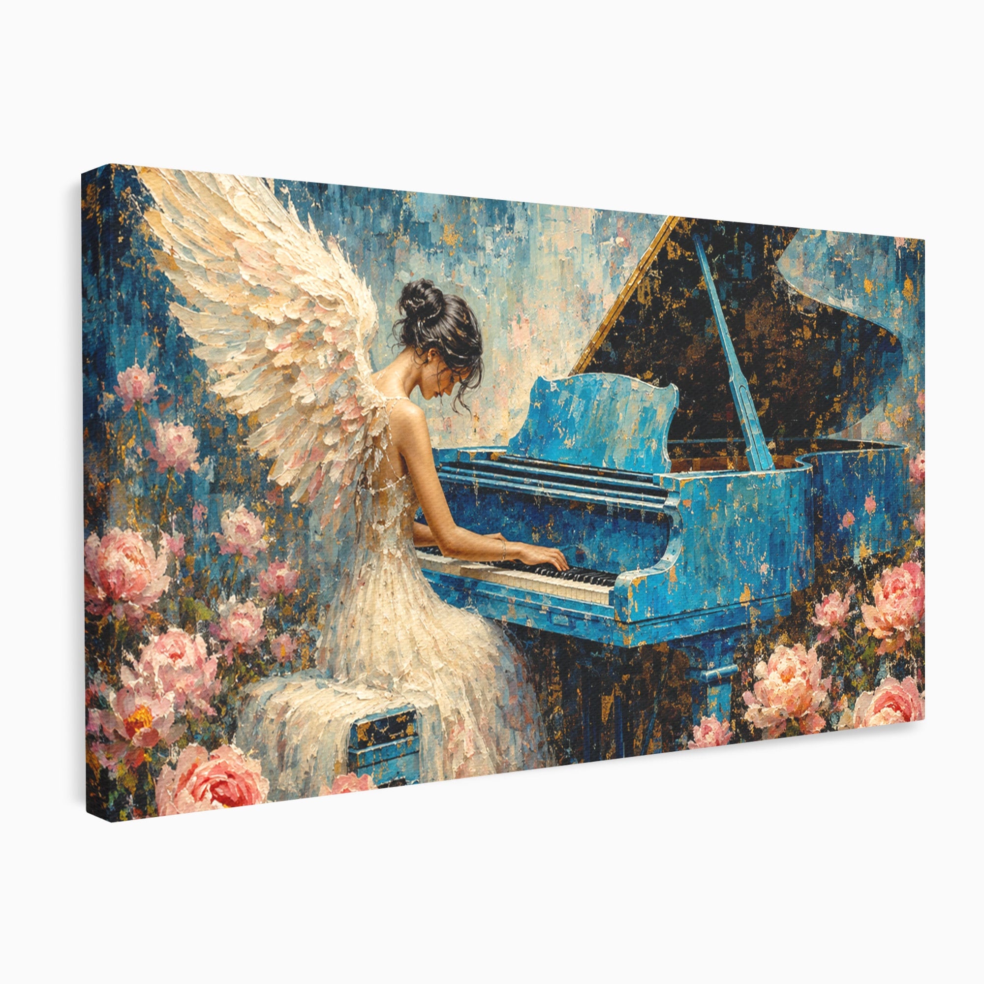 Tablou Canvas Premium LuxCanva® R1026, Inger La Pian Albastru, Inger, Pian, Flori, Living, Arta, Culori Vibrante