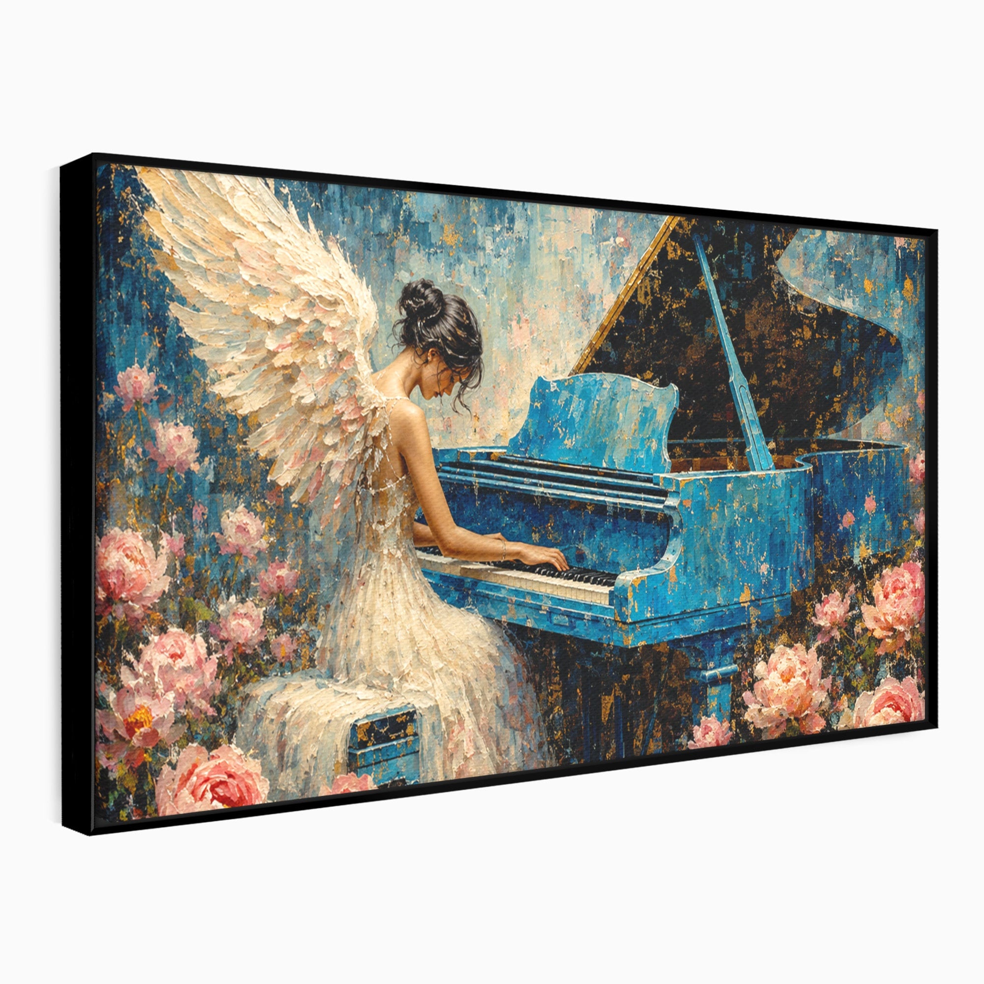 Tablou Canvas Premium LuxCanva® R1026, Inger La Pian Albastru, Inger, Pian, Flori, Living, Arta, Culori Vibrante