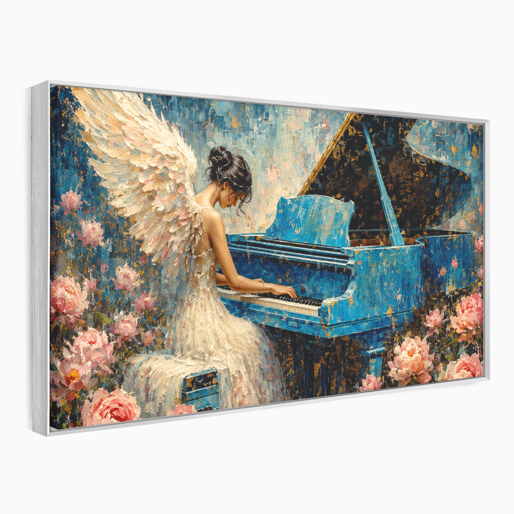 Tablou Canvas Premium LuxCanva® R1026, Inger La Pian Albastru, Inger, Pian, Flori, Living, Arta, Culori Vibrante