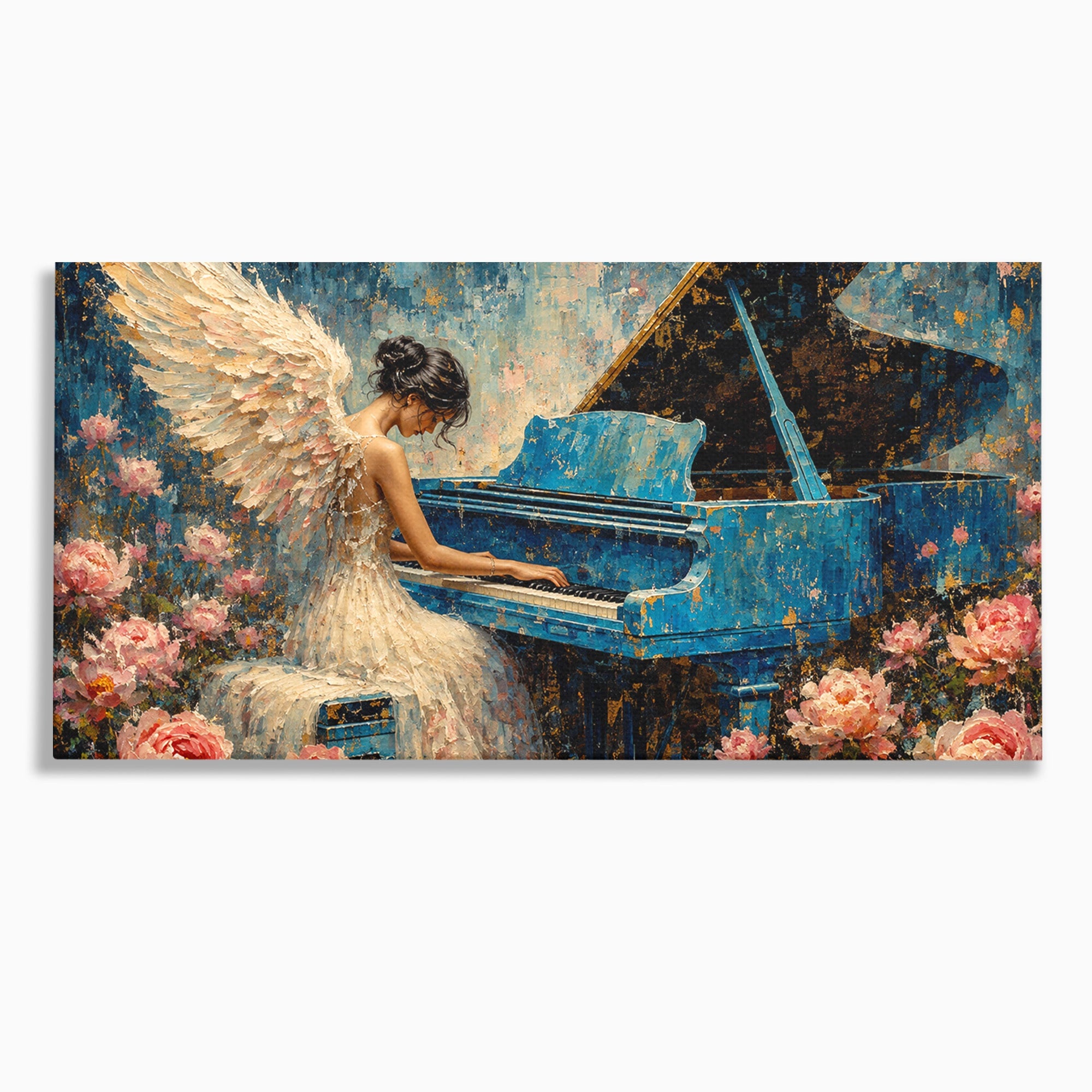 Tablou Canvas Premium LuxCanva® R1026, Inger La Pian Albastru, Inger, Pian, Flori, Living, Arta, Culori Vibrante