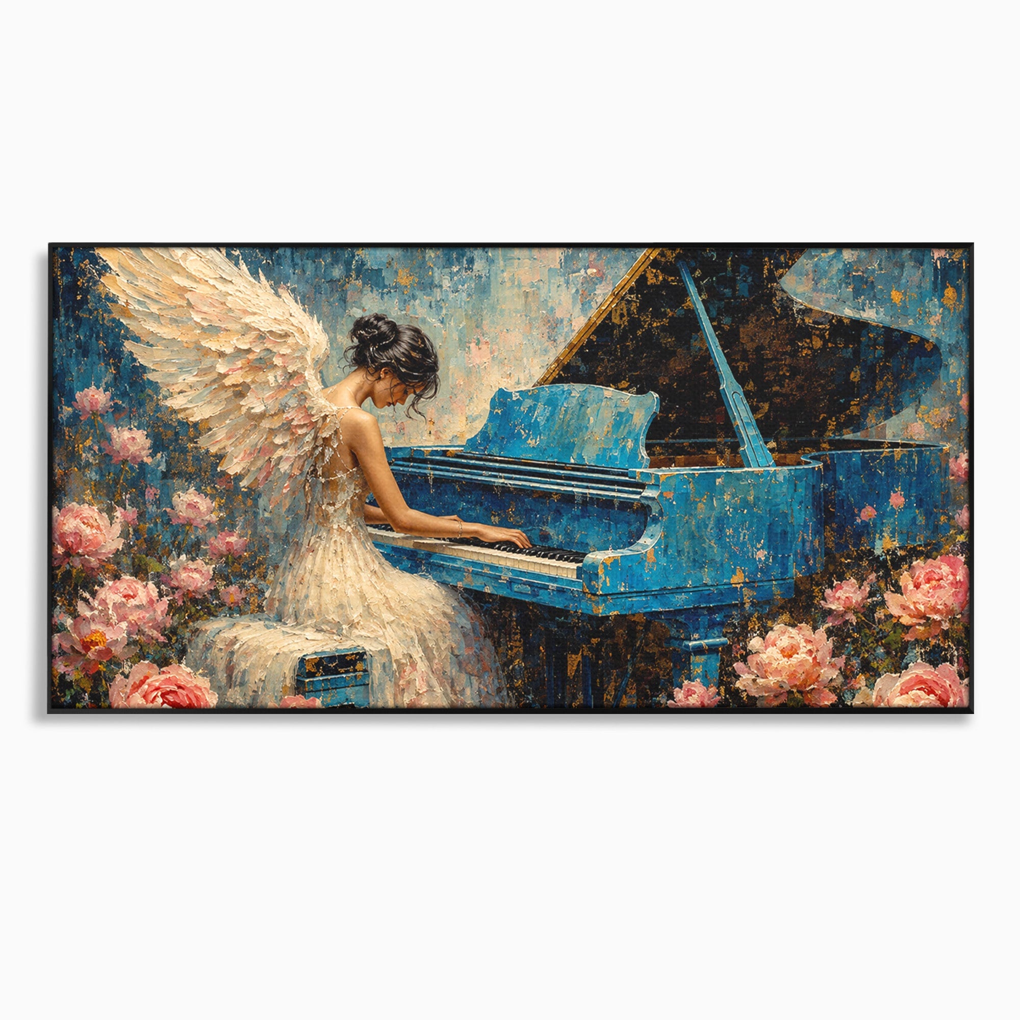 Tablou Canvas Premium LuxCanva® R1026, Inger La Pian Albastru, Inger, Pian, Flori, Living, Arta, Culori Vibrante