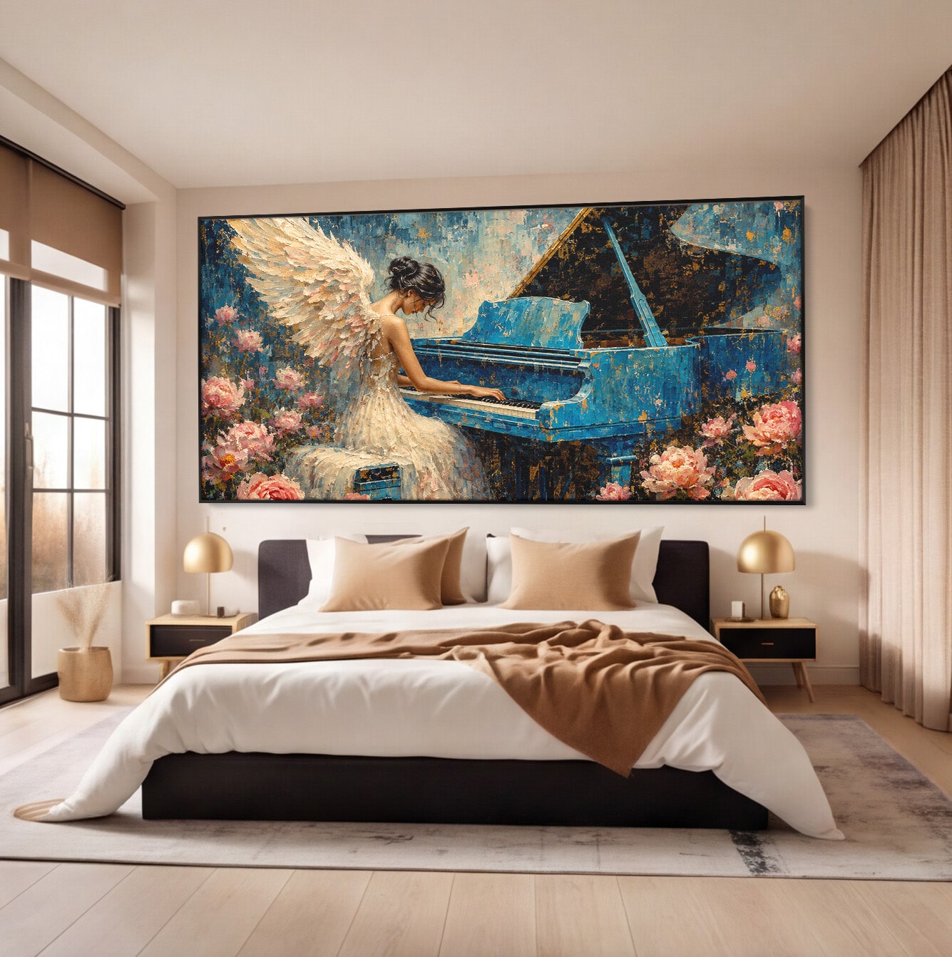 Tablou Canvas Premium LuxCanva® R1026, Inger La Pian Albastru, Inger, Pian, Flori, Living, Arta, Culori Vibrante