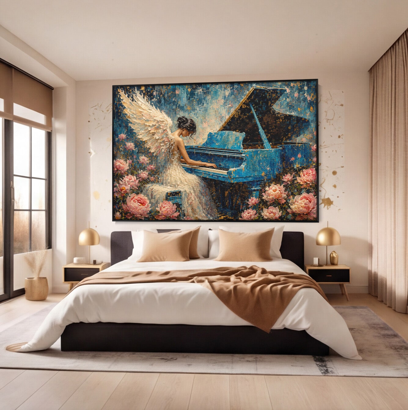Tablou Canvas Premium LuxCanva® R1026, Inger La Pian Albastru, Inger, Pian, Flori, Living, Arta, Culori Vibrante