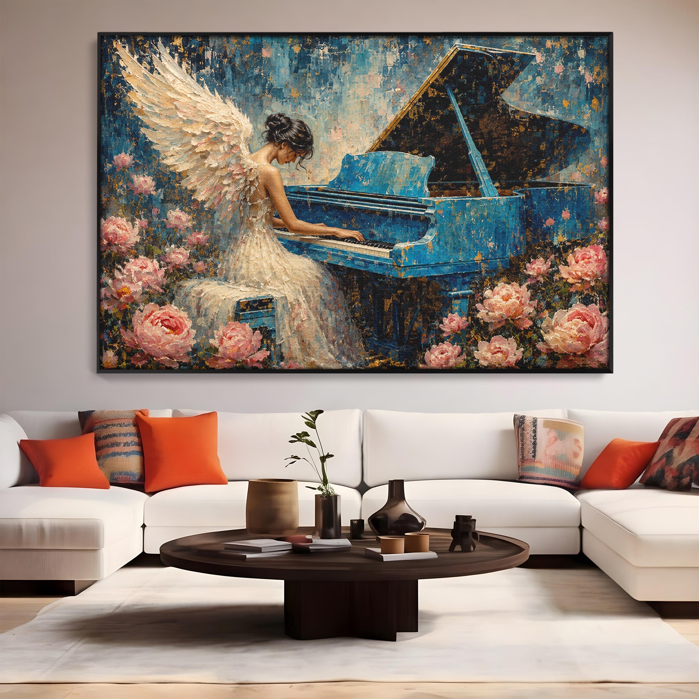 Tablou Canvas Premium LuxCanva® R1026, Inger La Pian Albastru, Inger, Pian, Flori, Living, Arta, Culori Vibrante