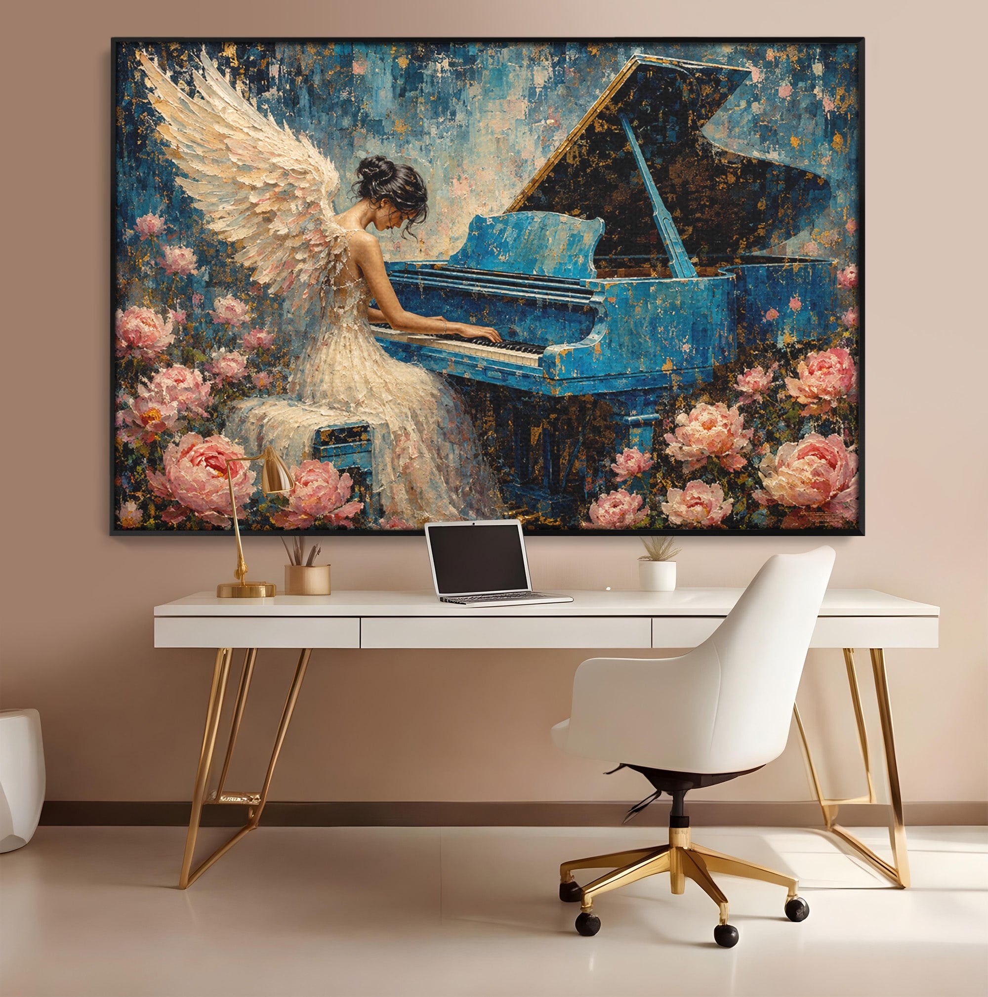 Tablou Canvas Premium LuxCanva® R1026, Inger La Pian Albastru, Inger, Pian, Flori, Living, Arta, Culori Vibrante