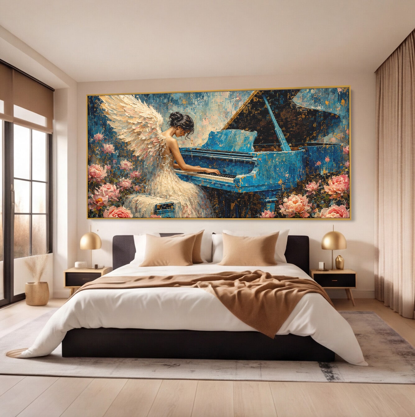 Tablou Canvas Premium LuxCanva® R1026, Inger La Pian Albastru, Inger, Pian, Flori, Living, Arta, Culori Vibrante