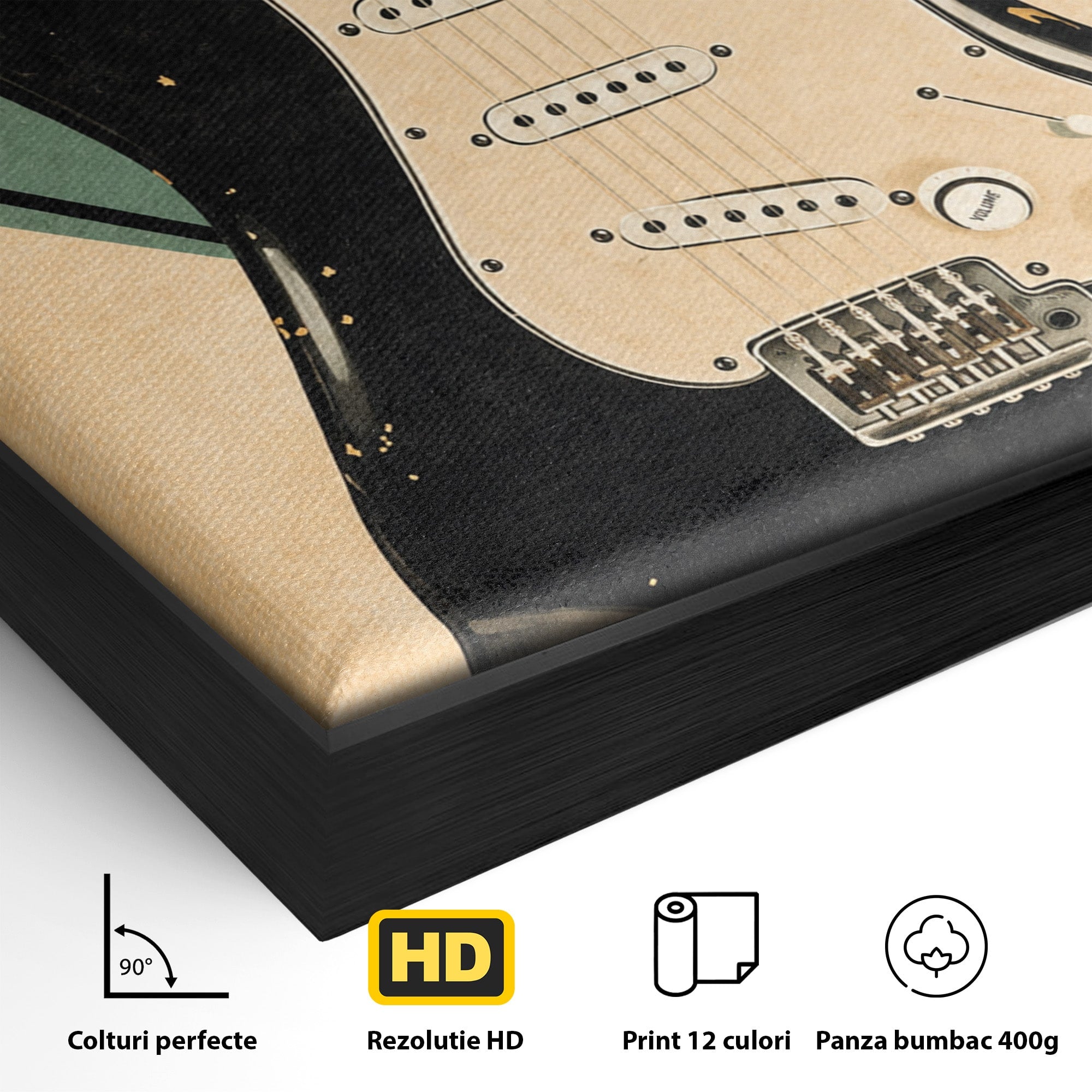 Tablou Canvas Premium LuxCanva® R1030, Chitara Rock Vintage, Chitara, Muzica, Vintage, Rock, Birou, Culori Vibrante