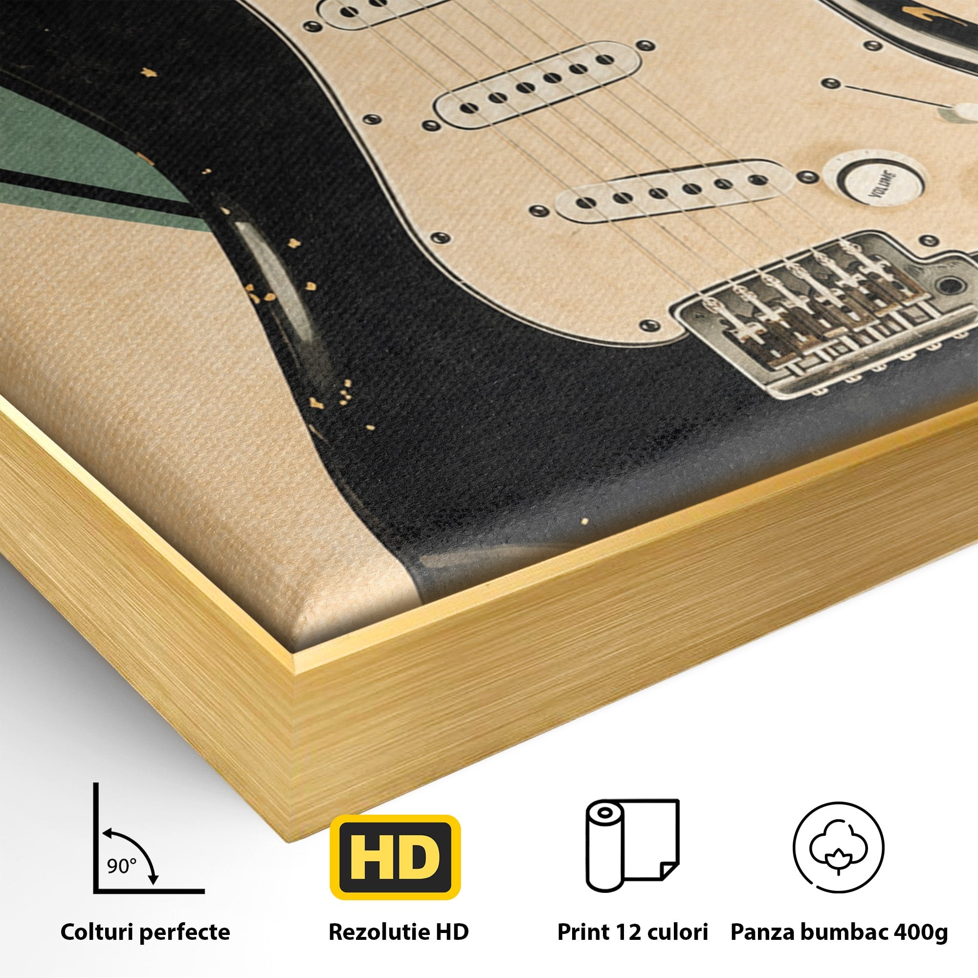 Tablou Canvas Premium LuxCanva® R1030, Chitara Rock Vintage, Chitara, Muzica, Vintage, Rock, Birou, Culori Vibrante