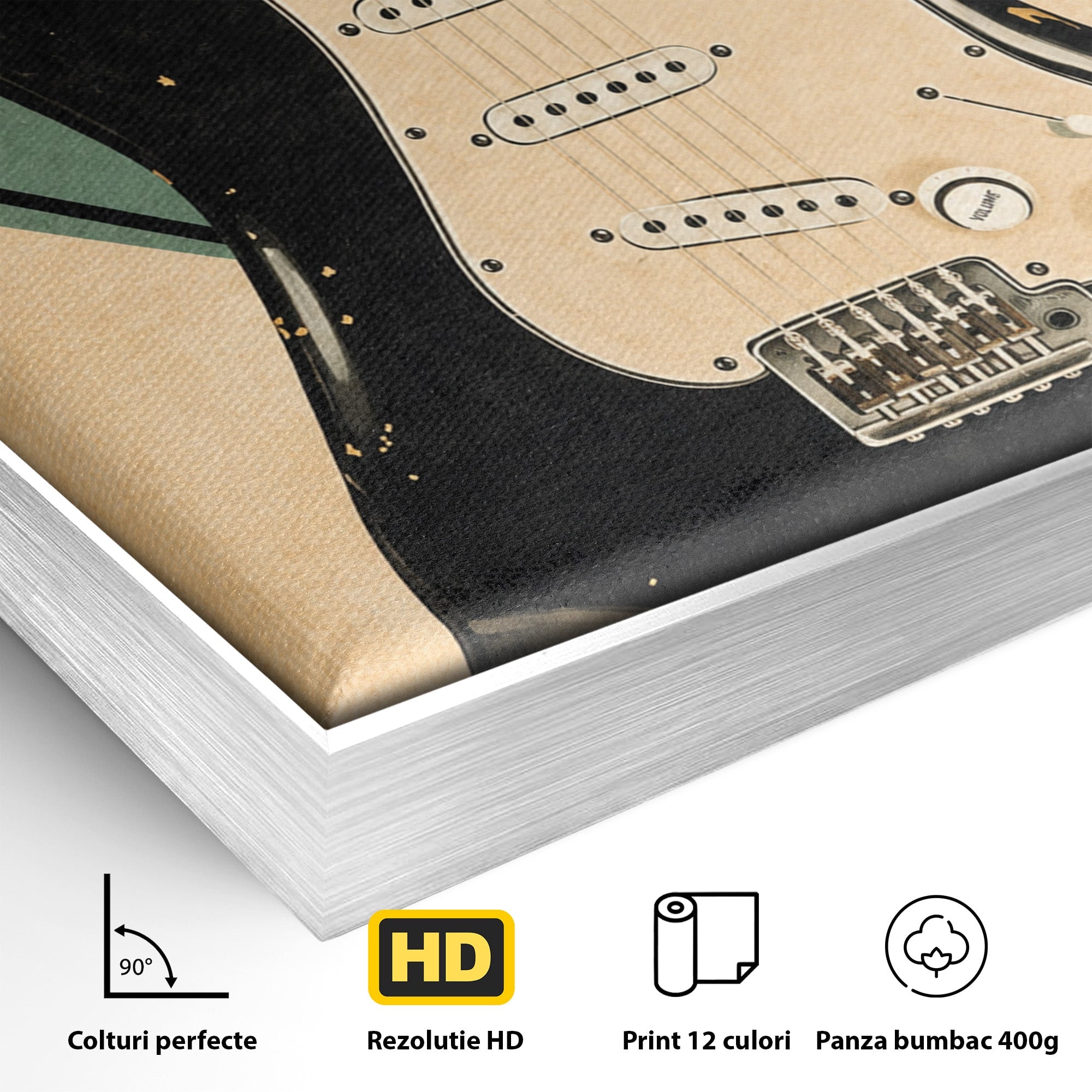 Tablou Canvas Premium LuxCanva® R1030, Chitara Rock Vintage, Chitara, Muzica, Vintage, Rock, Birou, Culori Vibrante