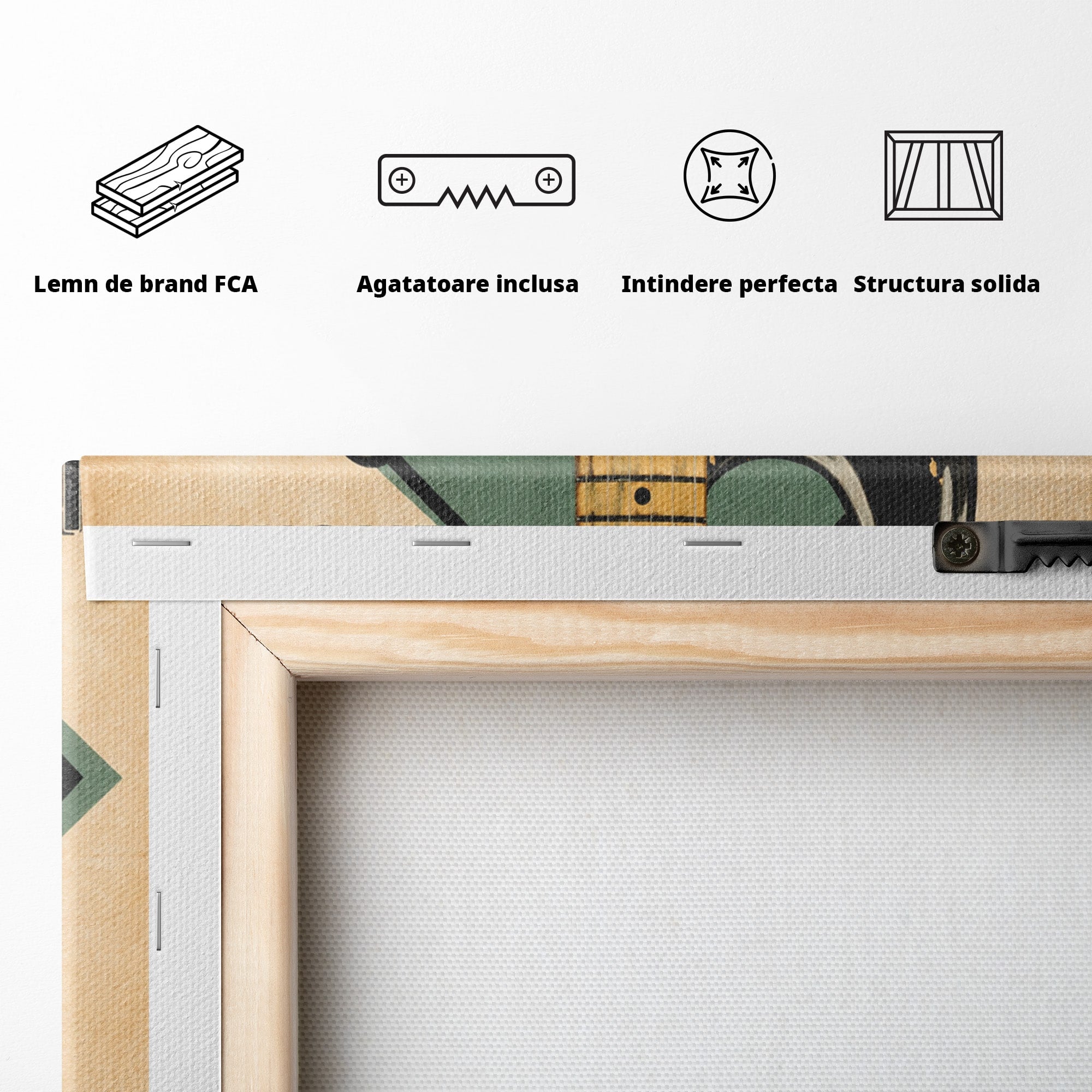Tablou Canvas Premium LuxCanva® R1030, Chitara Rock Vintage, Chitara, Muzica, Vintage, Rock, Birou, Culori Vibrante