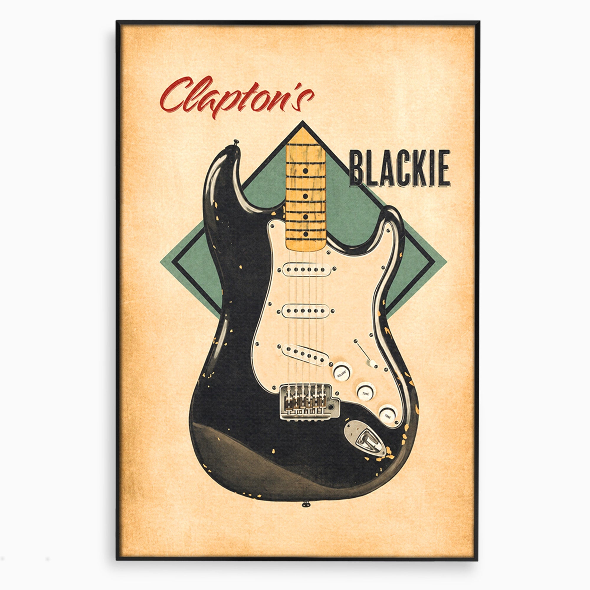 Tablou Canvas Premium LuxCanva® R1030, Chitara Rock Vintage, Chitara, Muzica, Vintage, Rock, Birou, Culori Vibrante