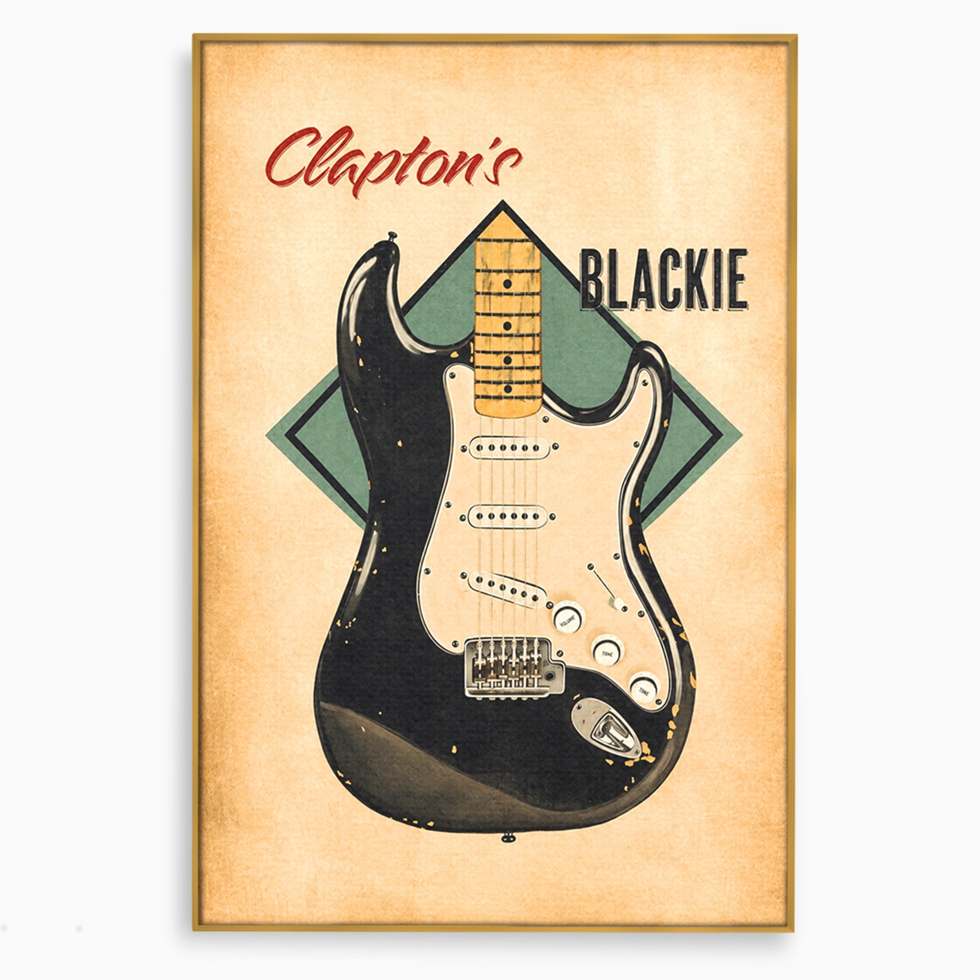 Tablou Canvas Premium LuxCanva® R1030, Chitara Rock Vintage, Chitara, Muzica, Vintage, Rock, Birou, Culori Vibrante