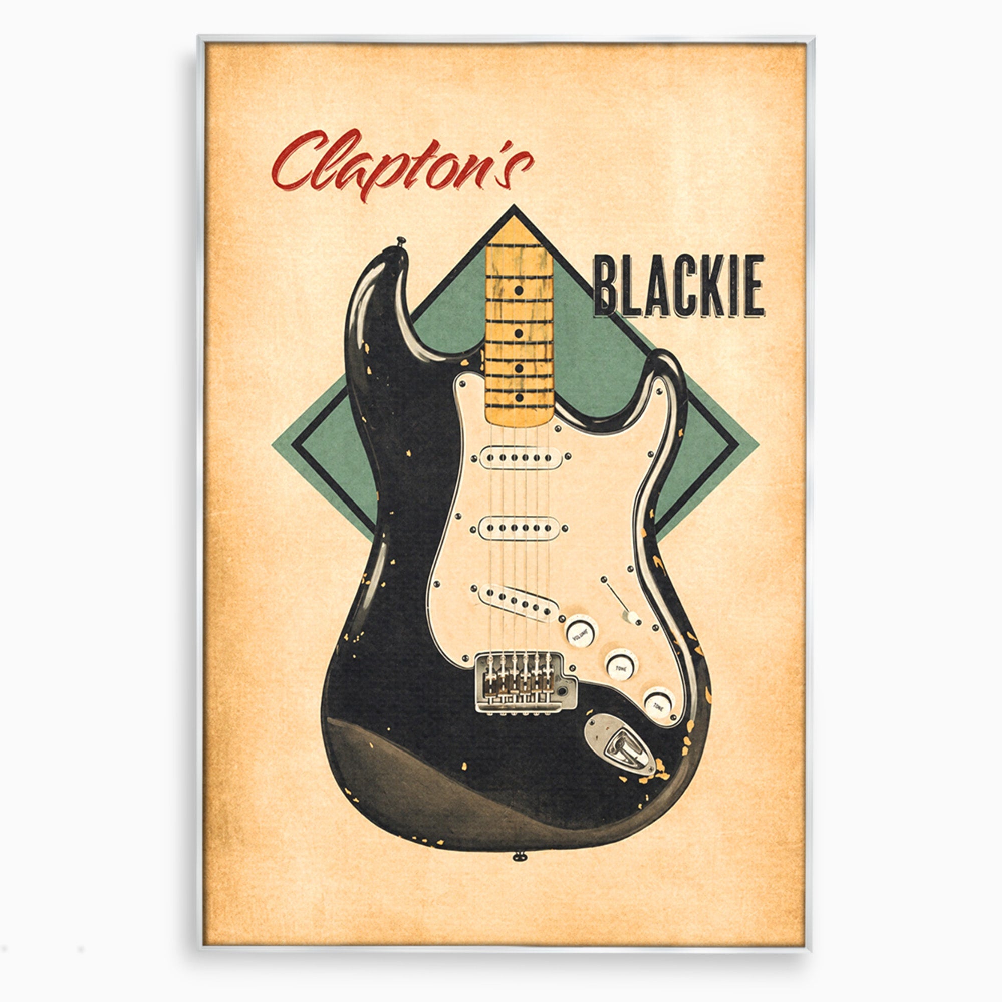 Tablou Canvas Premium LuxCanva® R1030, Chitara Rock Vintage, Chitara, Muzica, Vintage, Rock, Birou, Culori Vibrante
