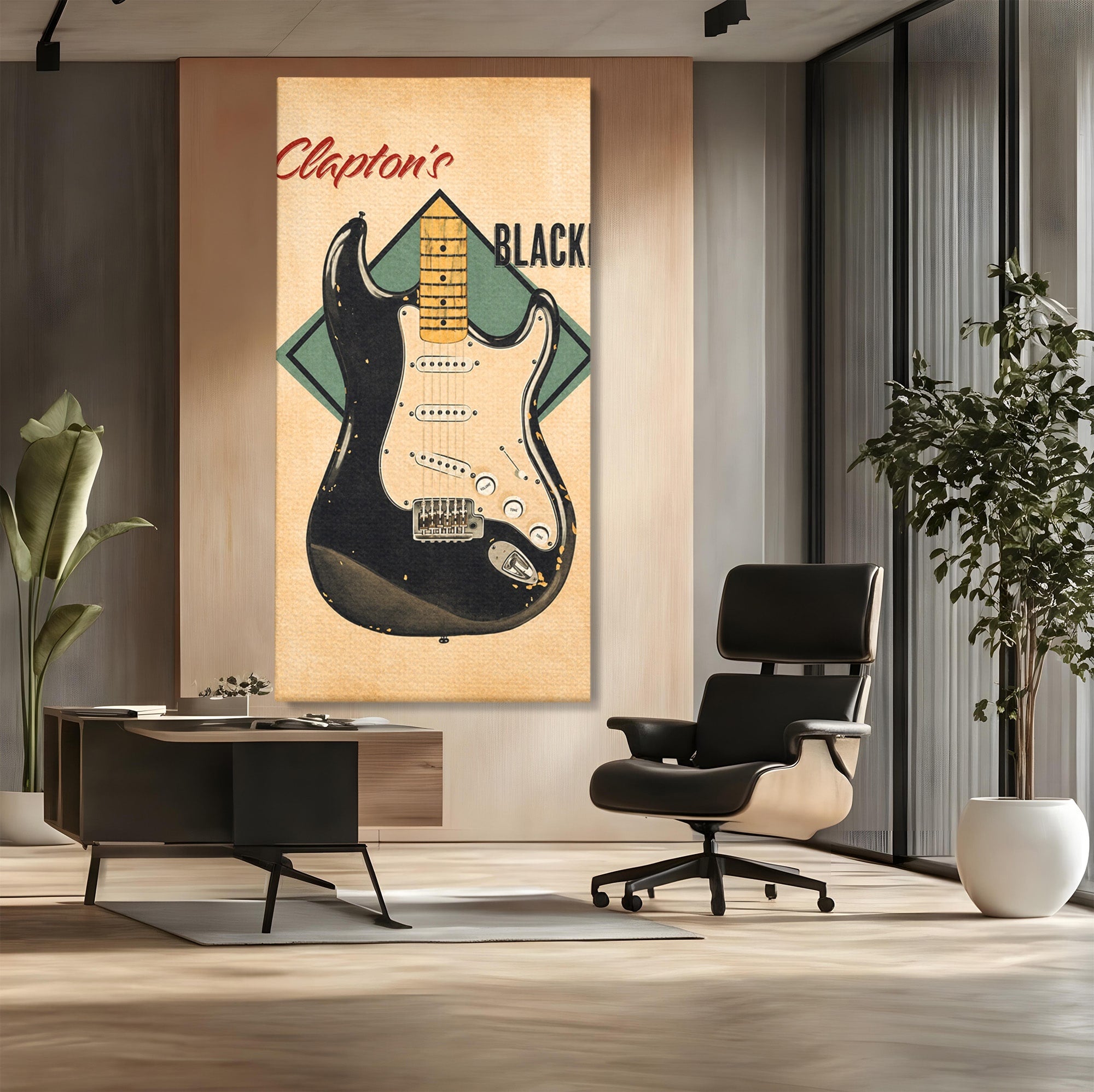 Tablou Canvas Premium LuxCanva® R1030, Chitara Rock Vintage, Chitara, Muzica, Vintage, Rock, Birou, Culori Vibrante