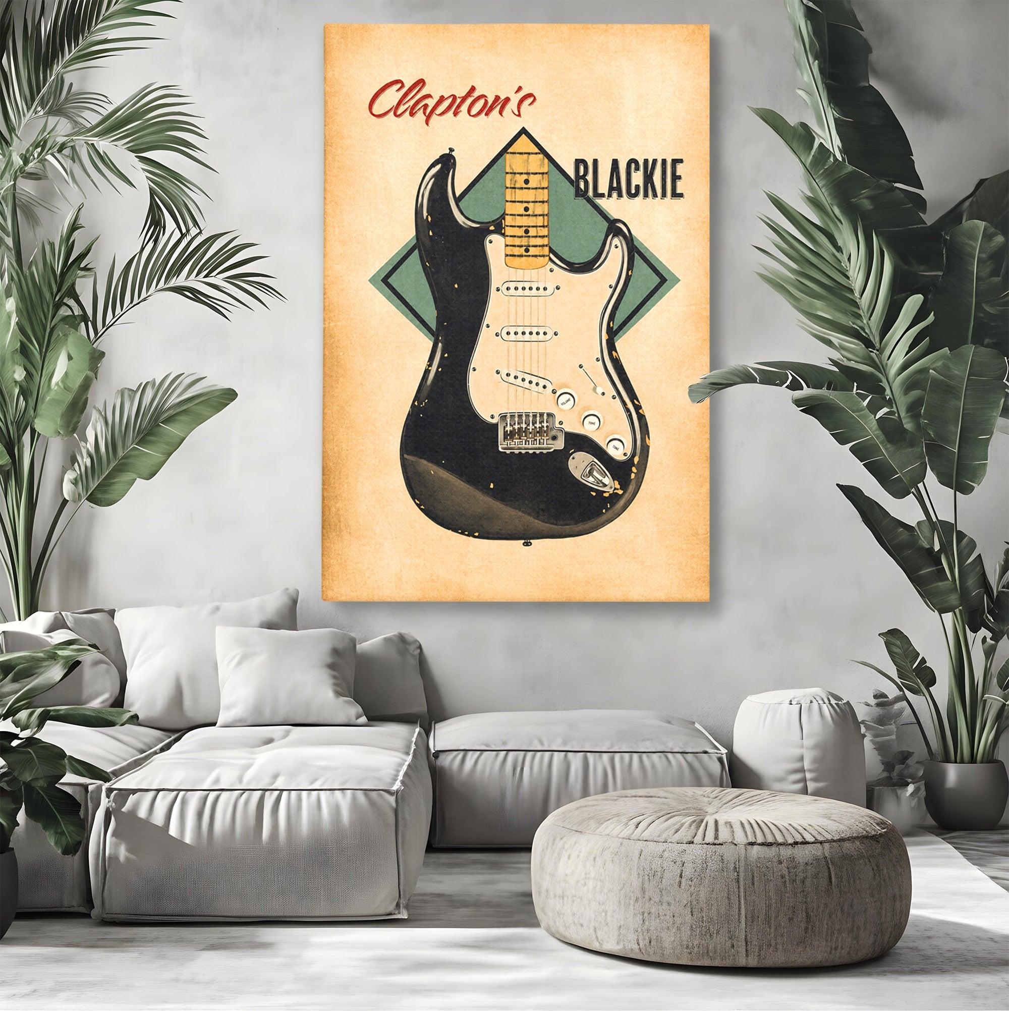 Tablou Canvas Premium LuxCanva® R1030, Chitara Rock Vintage, Chitara, Muzica, Vintage, Rock, Birou, Culori Vibrante