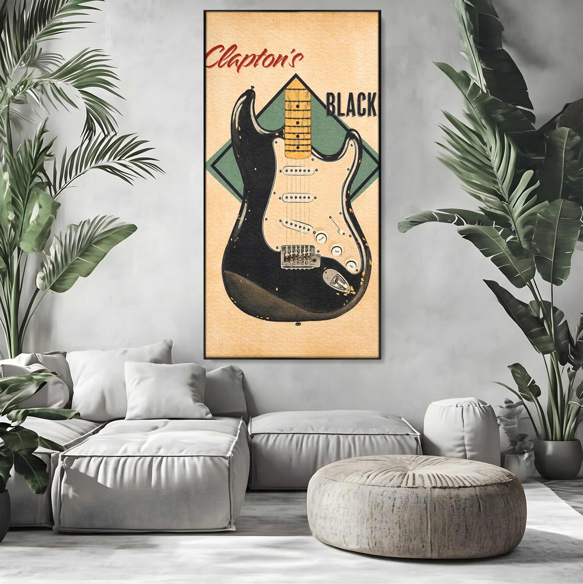 Tablou Canvas Premium LuxCanva® R1030, Chitara Rock Vintage, Chitara, Muzica, Vintage, Rock, Birou, Culori Vibrante