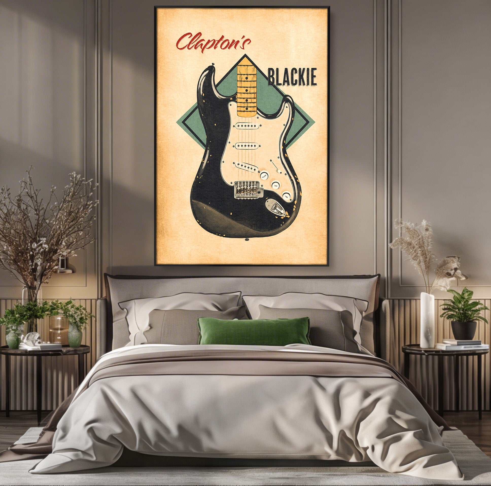 Tablou Canvas Premium LuxCanva® R1030, Chitara Rock Vintage, Chitara, Muzica, Vintage, Rock, Birou, Culori Vibrante