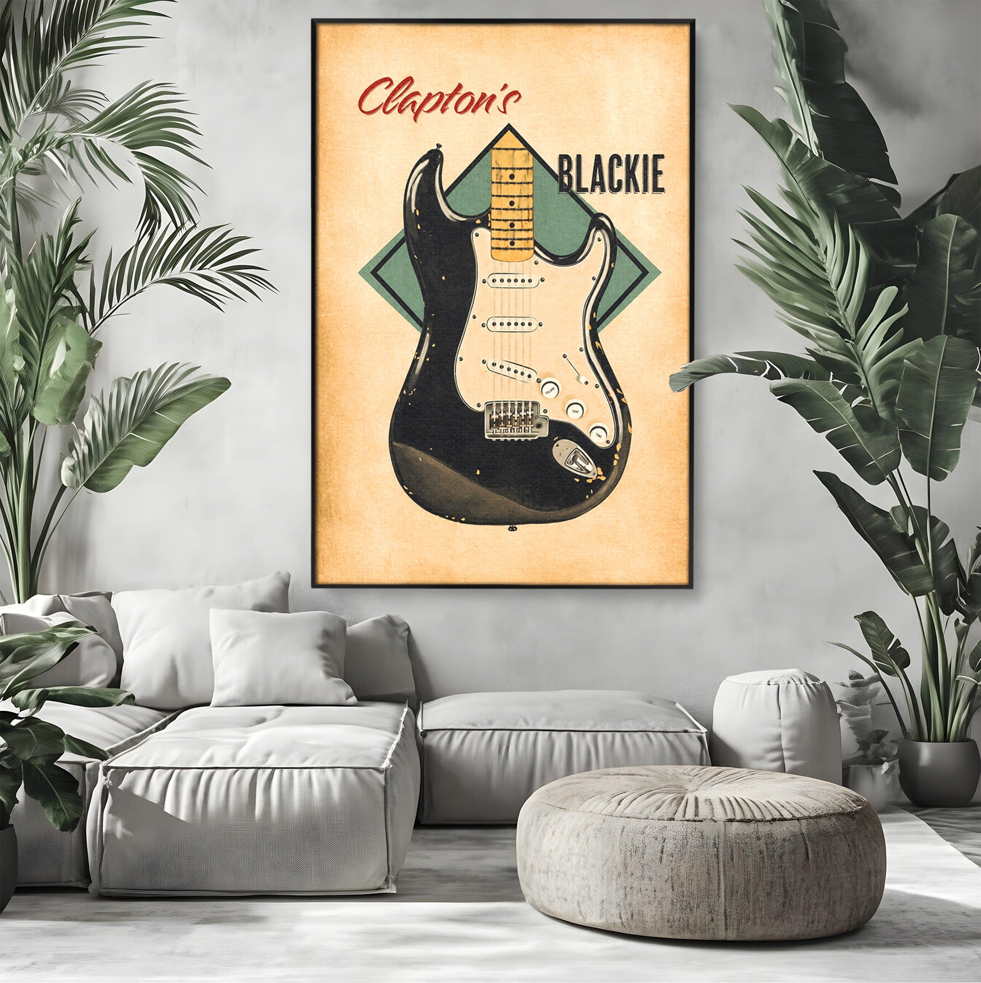Tablou Canvas Premium LuxCanva® R1030, Chitara Rock Vintage, Chitara, Muzica, Vintage, Rock, Birou, Culori Vibrante
