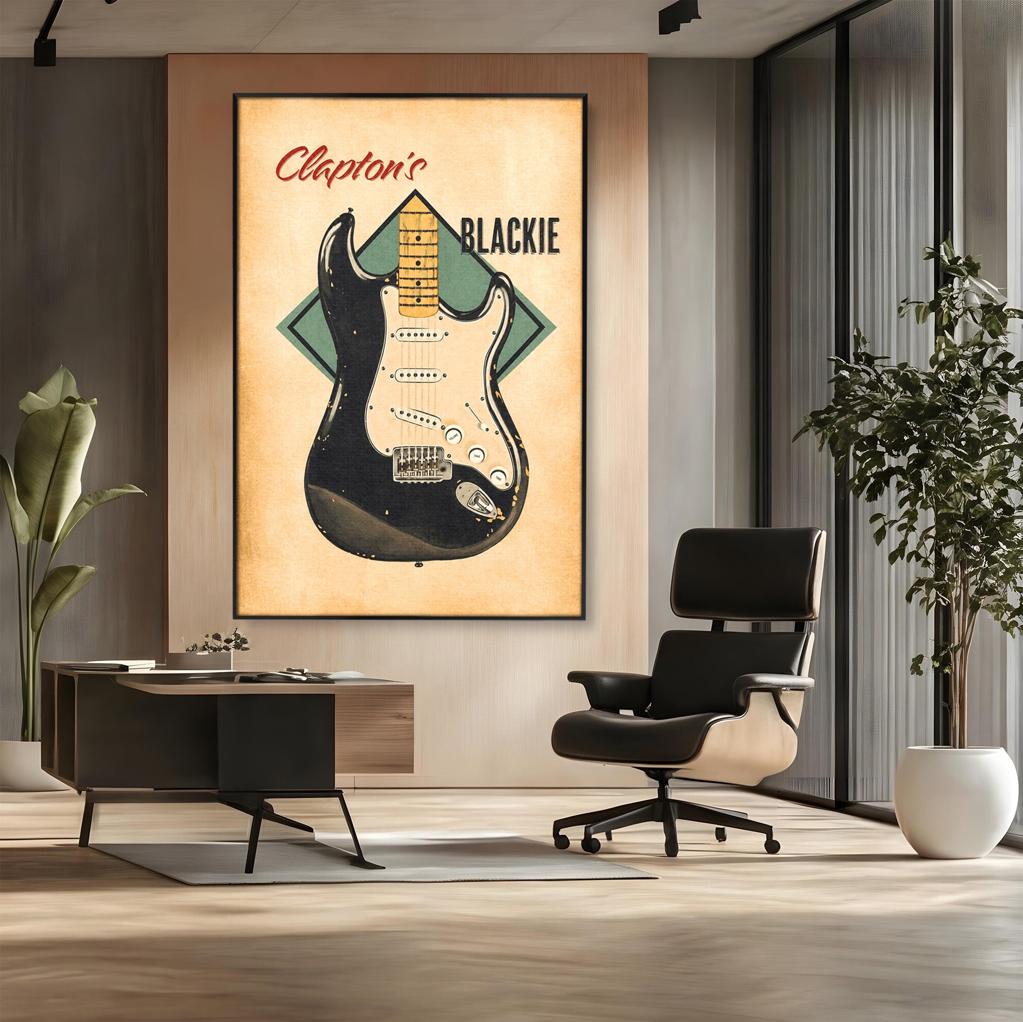 Tablou Canvas Premium LuxCanva® R1030, Chitara Rock Vintage, Chitara, Muzica, Vintage, Rock, Birou, Culori Vibrante
