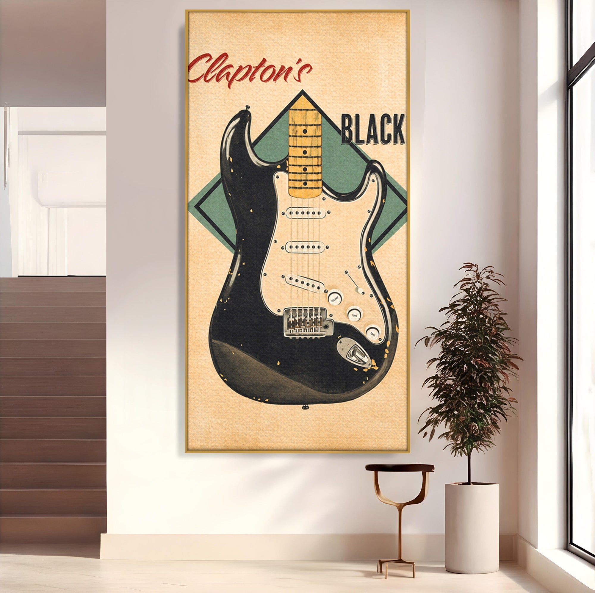 Tablou Canvas Premium LuxCanva® R1030, Chitara Rock Vintage, Chitara, Muzica, Vintage, Rock, Birou, Culori Vibrante