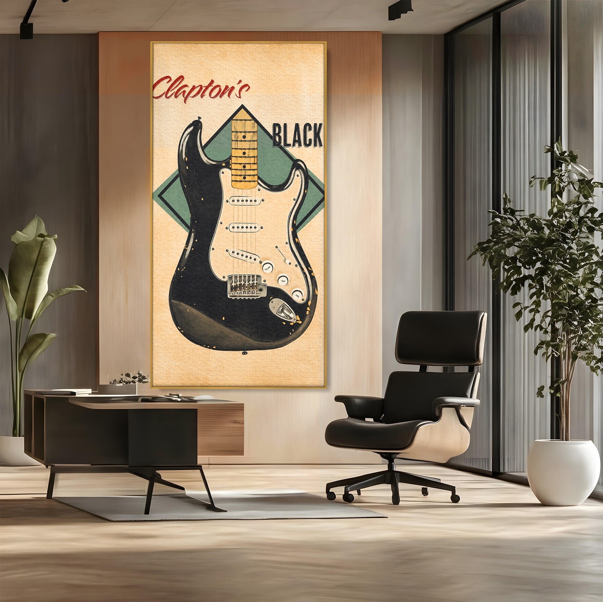 Tablou Canvas Premium LuxCanva® R1030, Chitara Rock Vintage, Chitara, Muzica, Vintage, Rock, Birou, Culori Vibrante