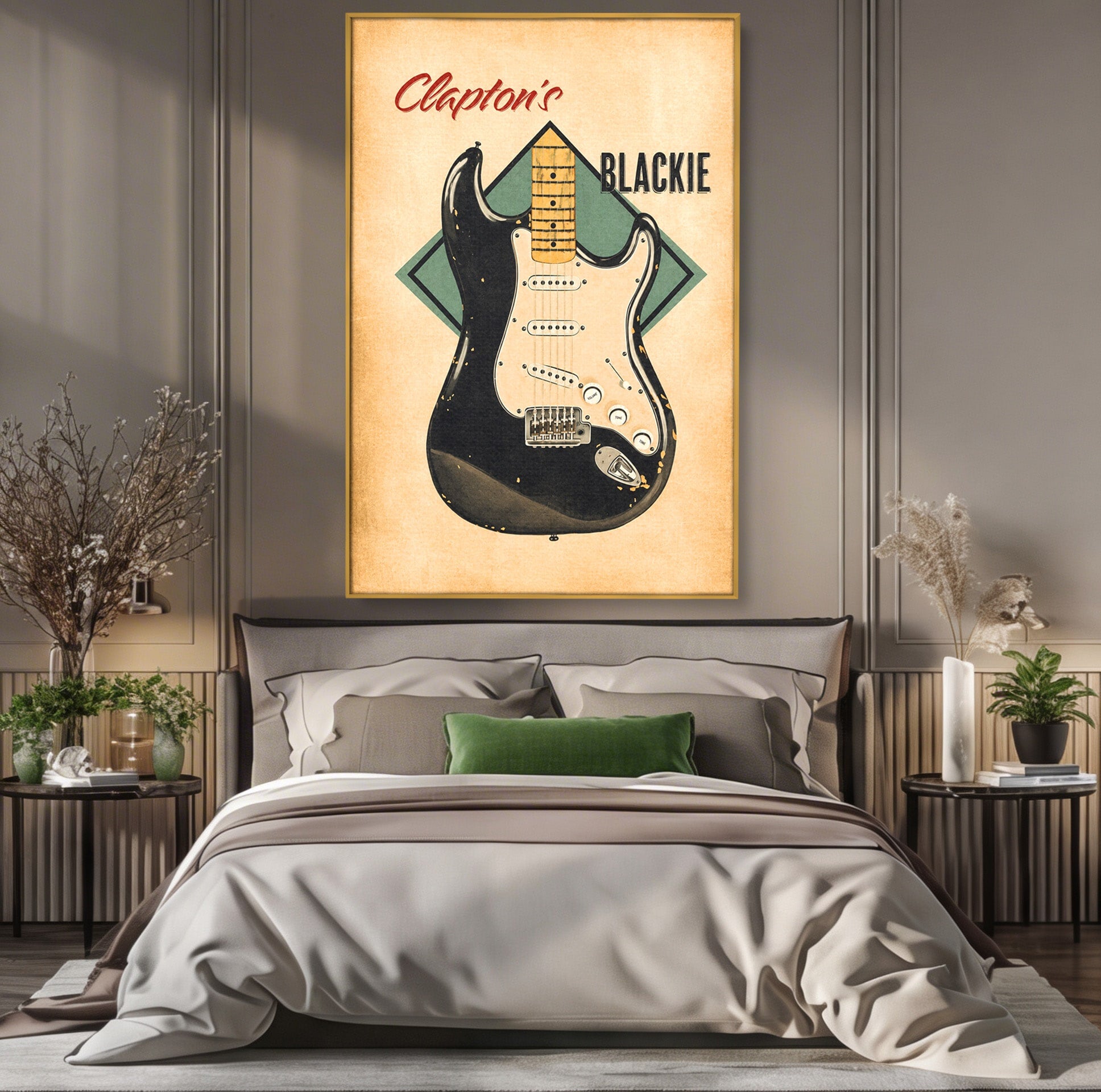 Tablou Canvas Premium LuxCanva® R1030, Chitara Rock Vintage, Chitara, Muzica, Vintage, Rock, Birou, Culori Vibrante