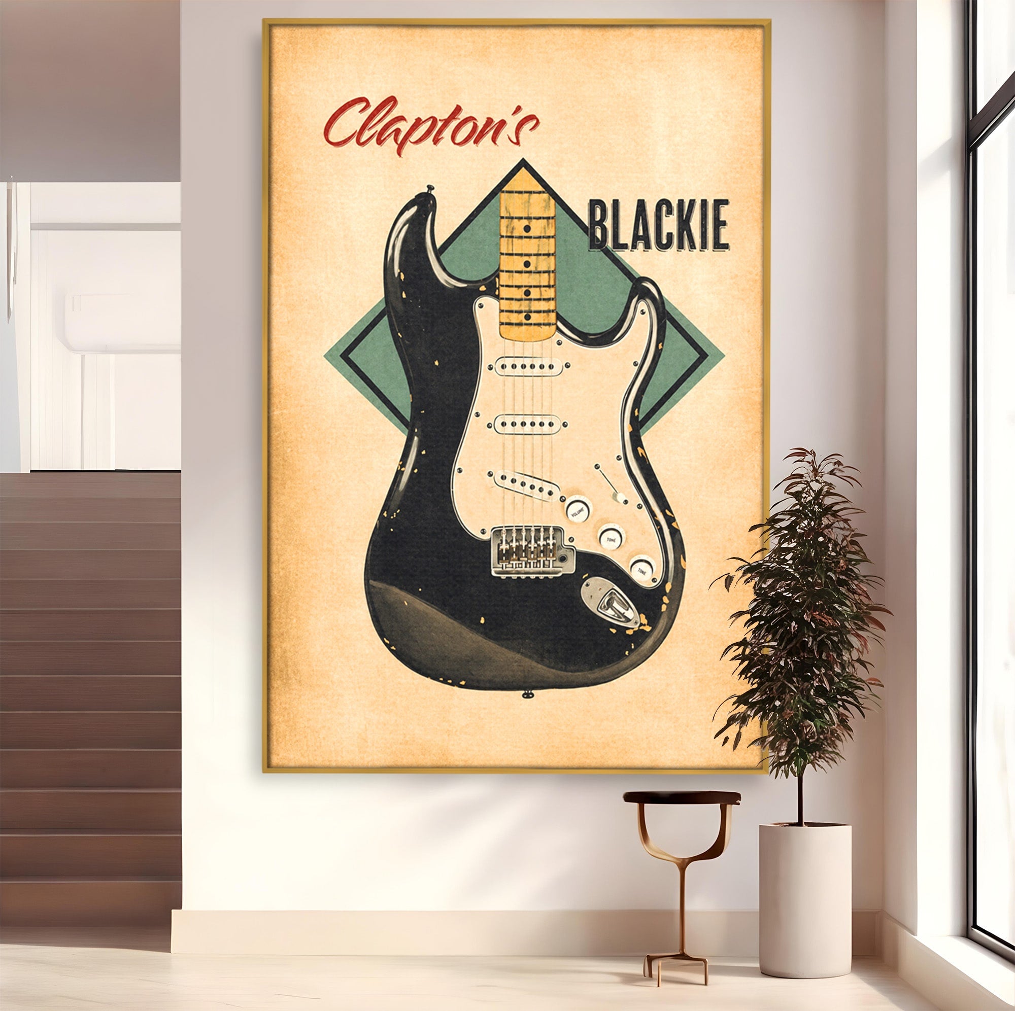 Tablou Canvas Premium LuxCanva® R1030, Chitara Rock Vintage, Chitara, Muzica, Vintage, Rock, Birou, Culori Vibrante