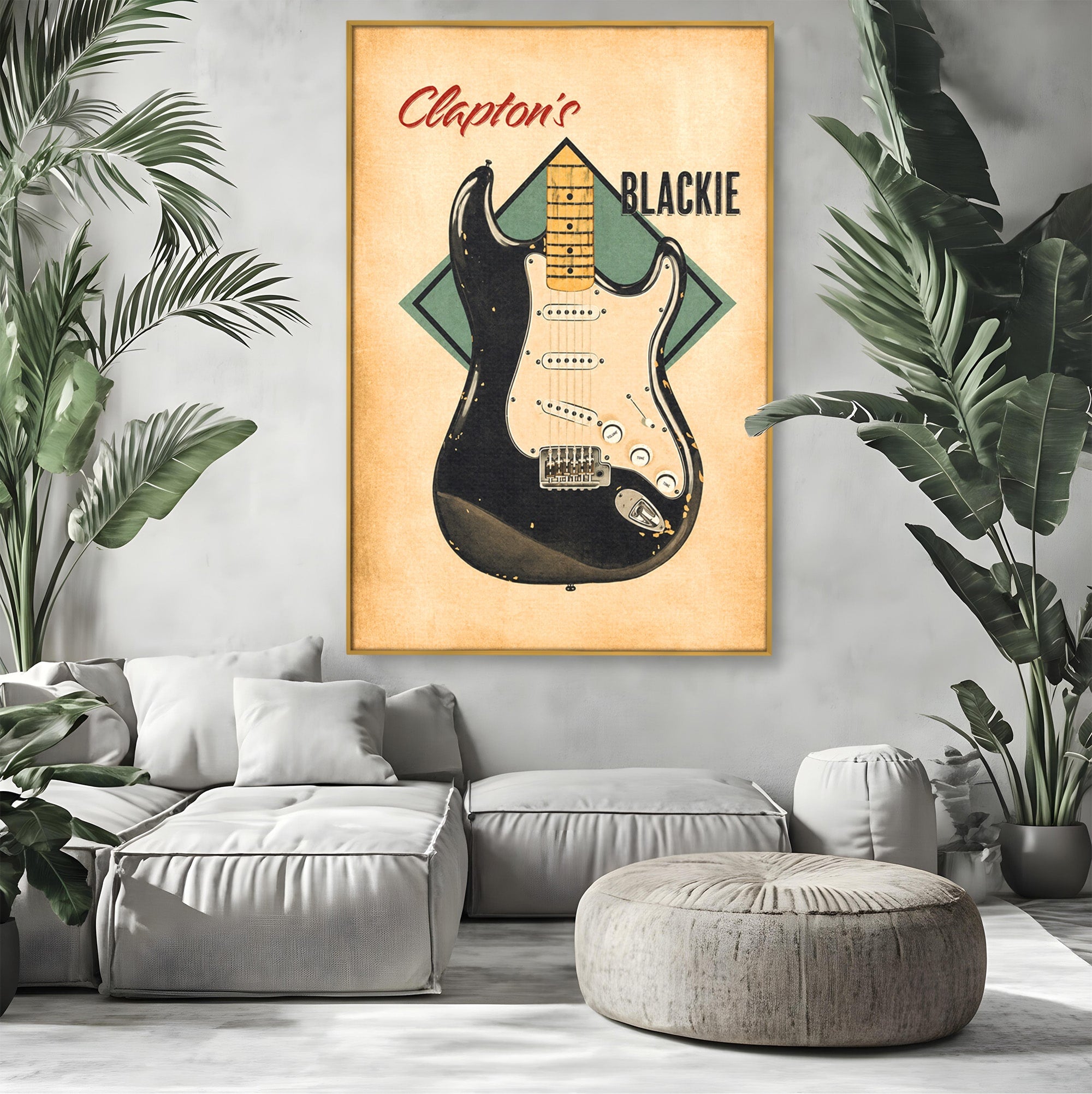 Tablou Canvas Premium LuxCanva® R1030, Chitara Rock Vintage, Chitara, Muzica, Vintage, Rock, Birou, Culori Vibrante