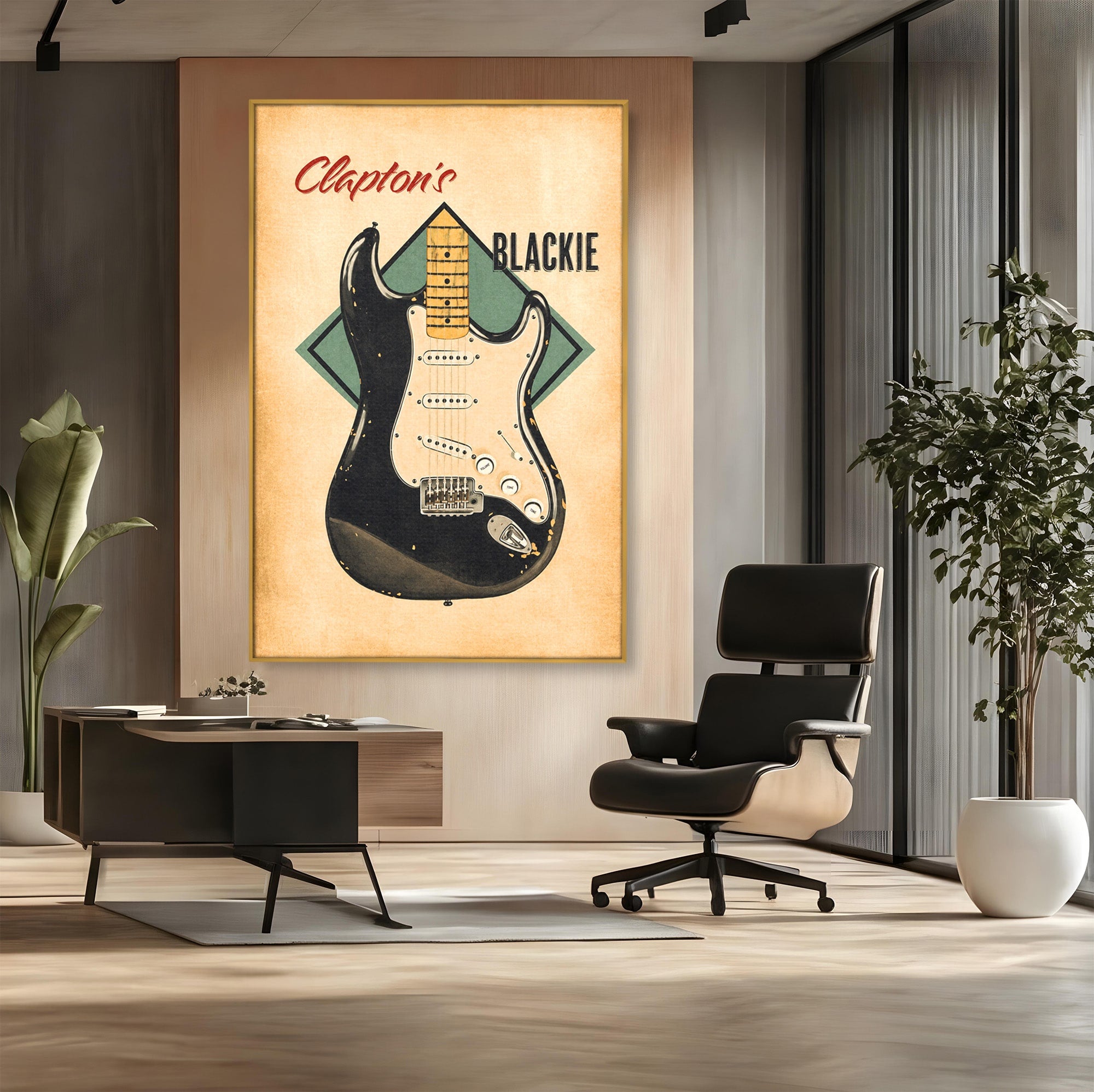 Tablou Canvas Premium LuxCanva® R1030, Chitara Rock Vintage, Chitara, Muzica, Vintage, Rock, Birou, Culori Vibrante