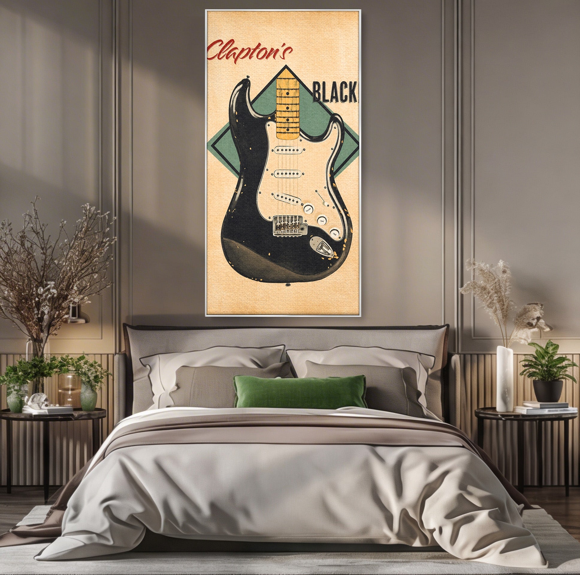 Tablou Canvas Premium LuxCanva® R1030, Chitara Rock Vintage, Chitara, Muzica, Vintage, Rock, Birou, Culori Vibrante