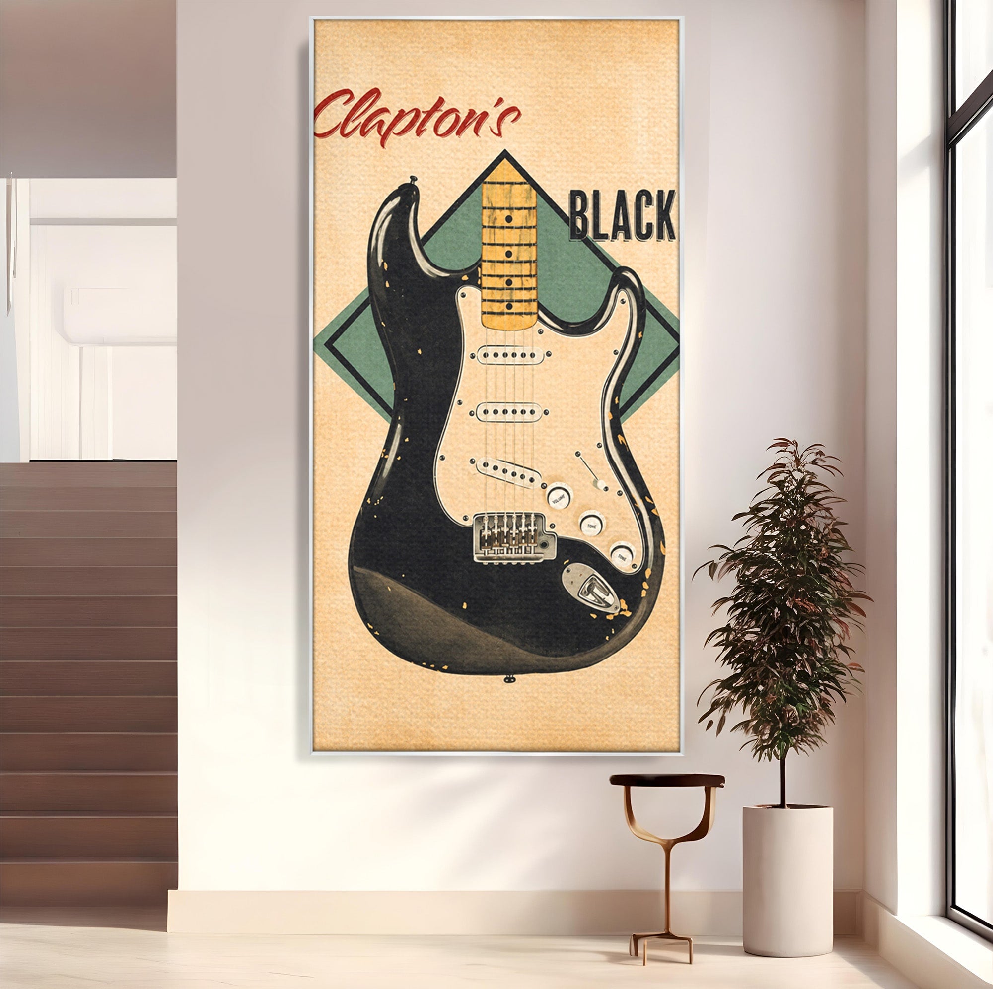 Tablou Canvas Premium LuxCanva® R1030, Chitara Rock Vintage, Chitara, Muzica, Vintage, Rock, Birou, Culori Vibrante