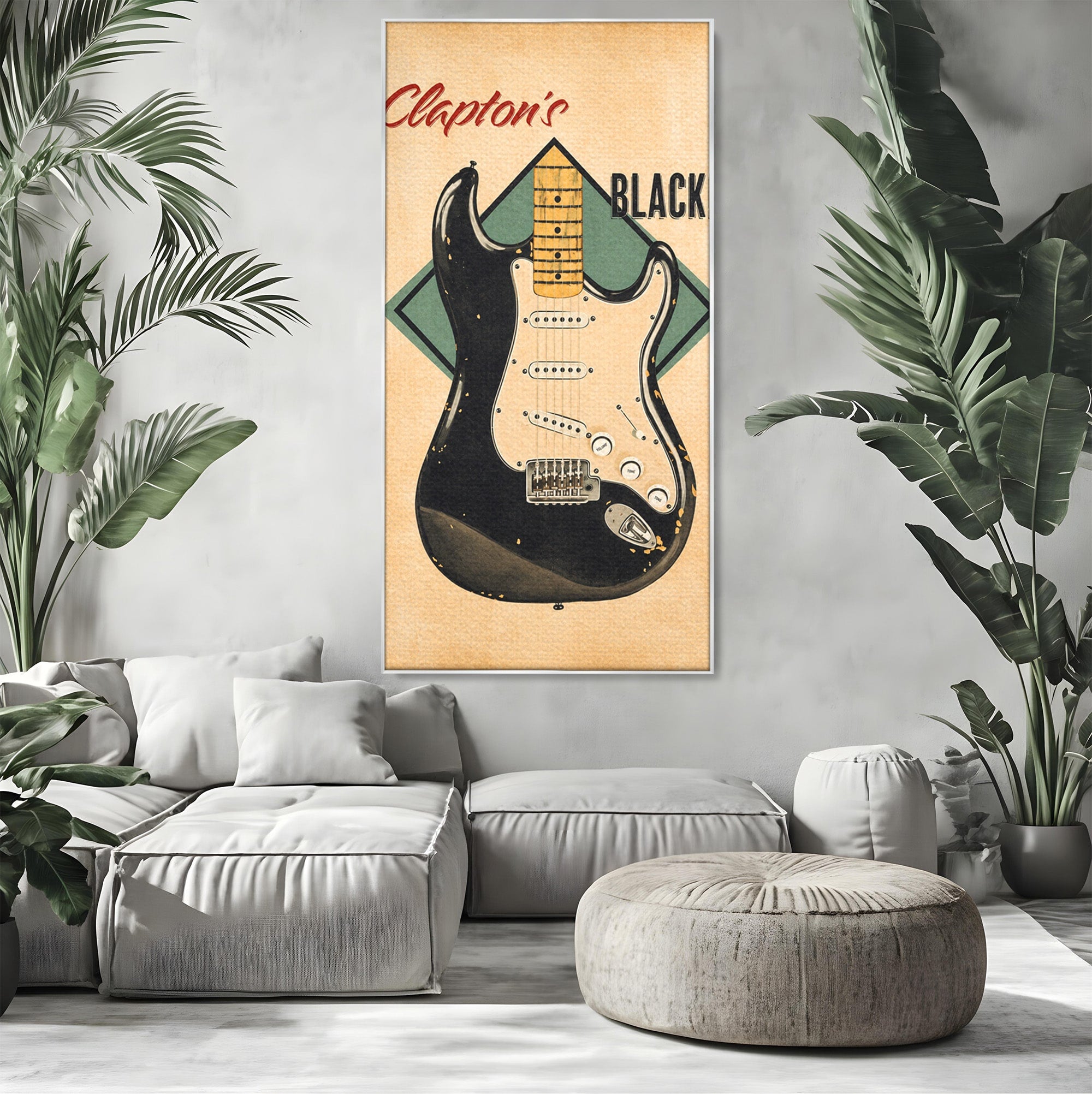 Tablou Canvas Premium LuxCanva® R1030, Chitara Rock Vintage, Chitara, Muzica, Vintage, Rock, Birou, Culori Vibrante