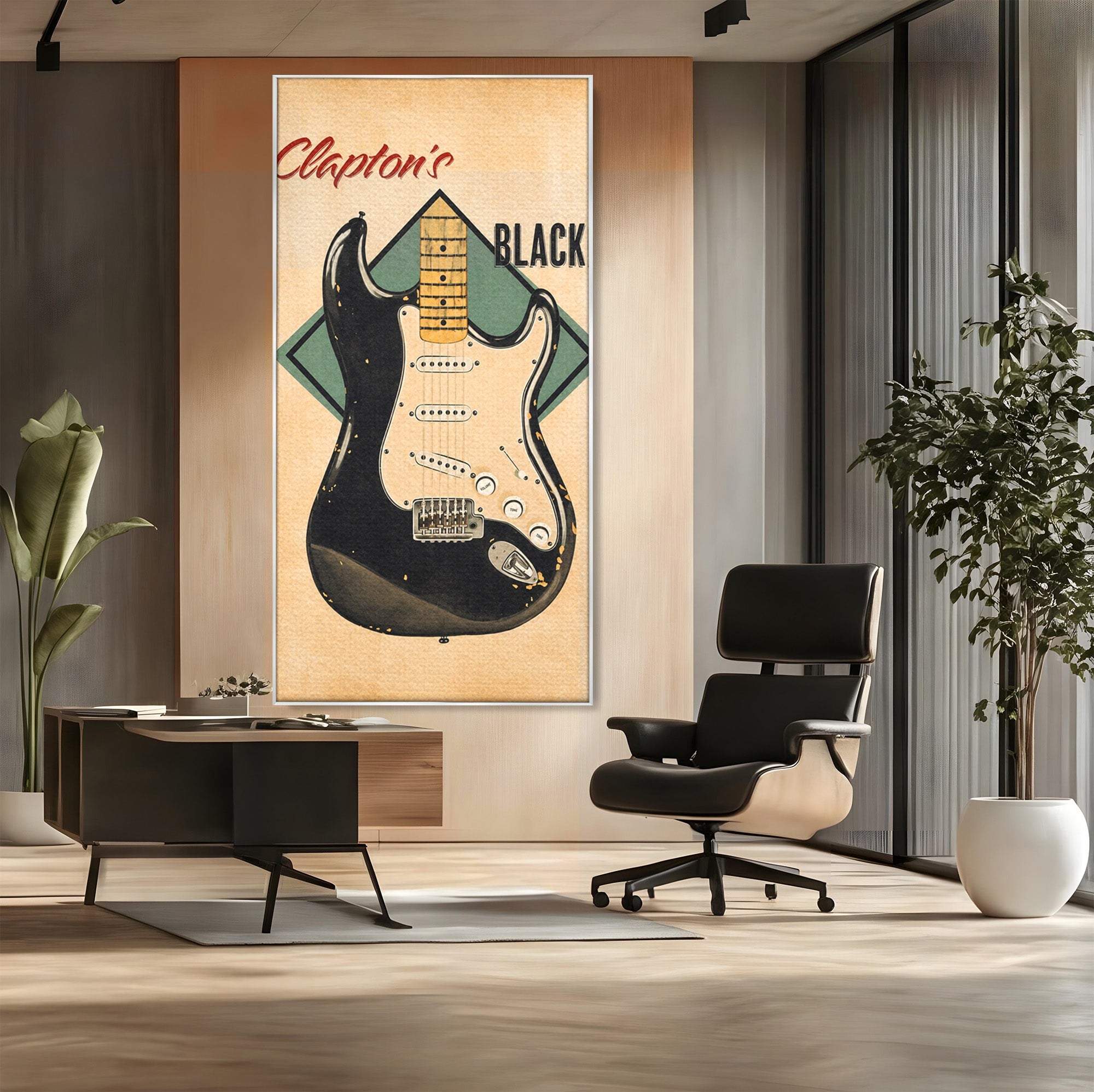 Tablou Canvas Premium LuxCanva® R1030, Chitara Rock Vintage, Chitara, Muzica, Vintage, Rock, Birou, Culori Vibrante