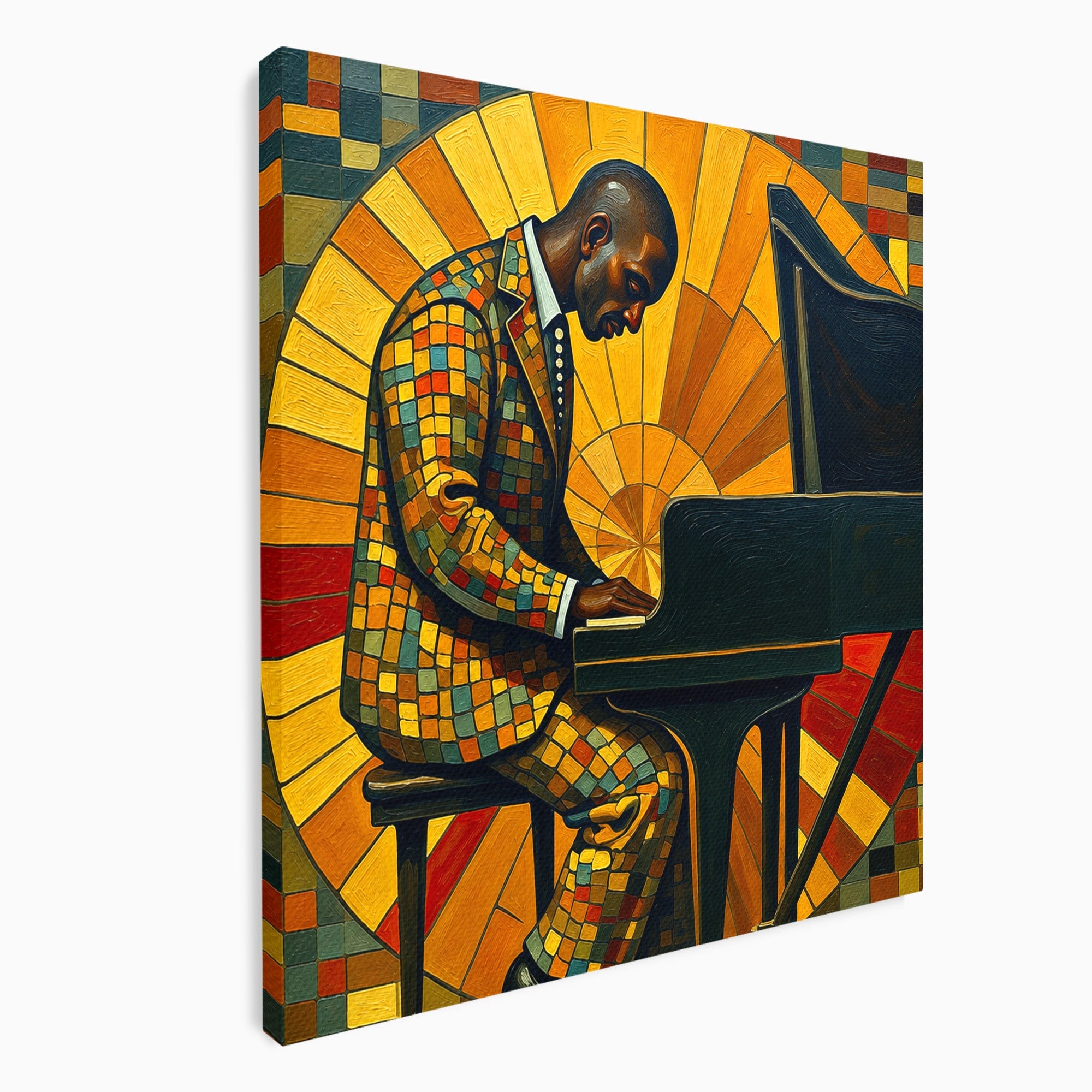 Tablou Canvas Premium LuxCanva® R1031, Pianistul In Lumina, Pianist, Muzica, Arta, Portret, Living, Culori Vibrante