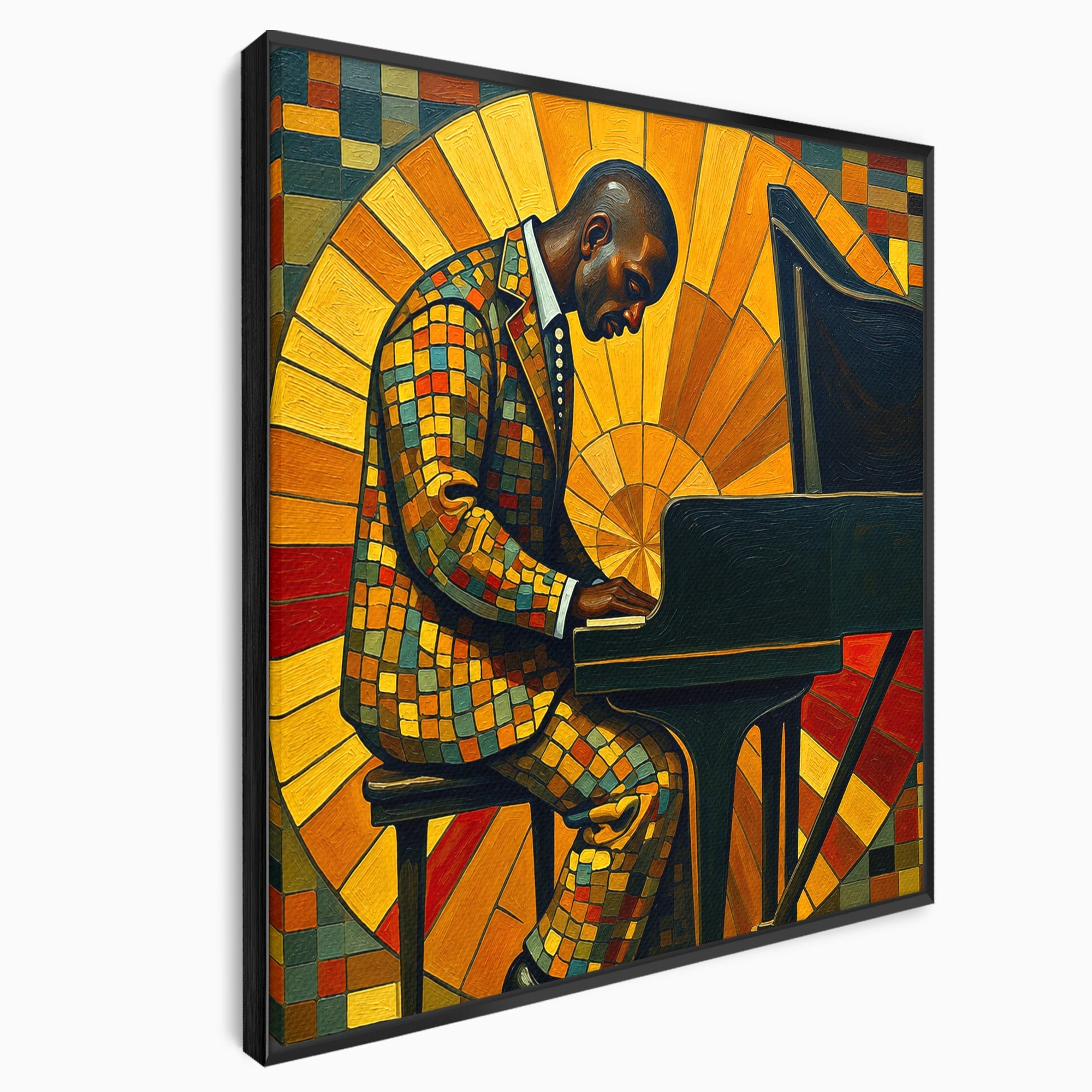 Tablou Canvas Premium LuxCanva® R1031, Pianistul In Lumina, Pianist, Muzica, Arta, Portret, Living, Culori Vibrante
