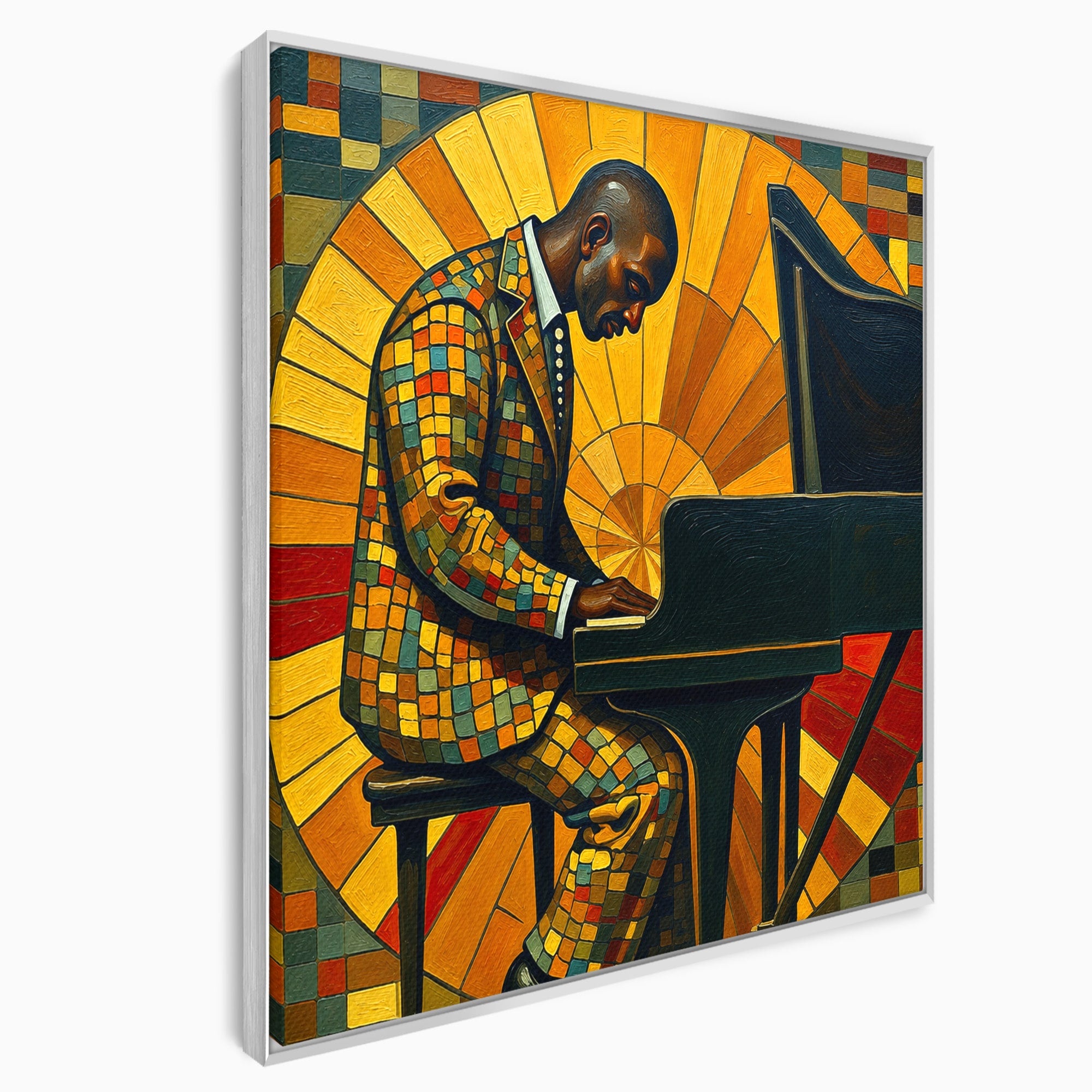 Tablou Canvas Premium LuxCanva® R1031, Pianistul In Lumina, Pianist, Muzica, Arta, Portret, Living, Culori Vibrante