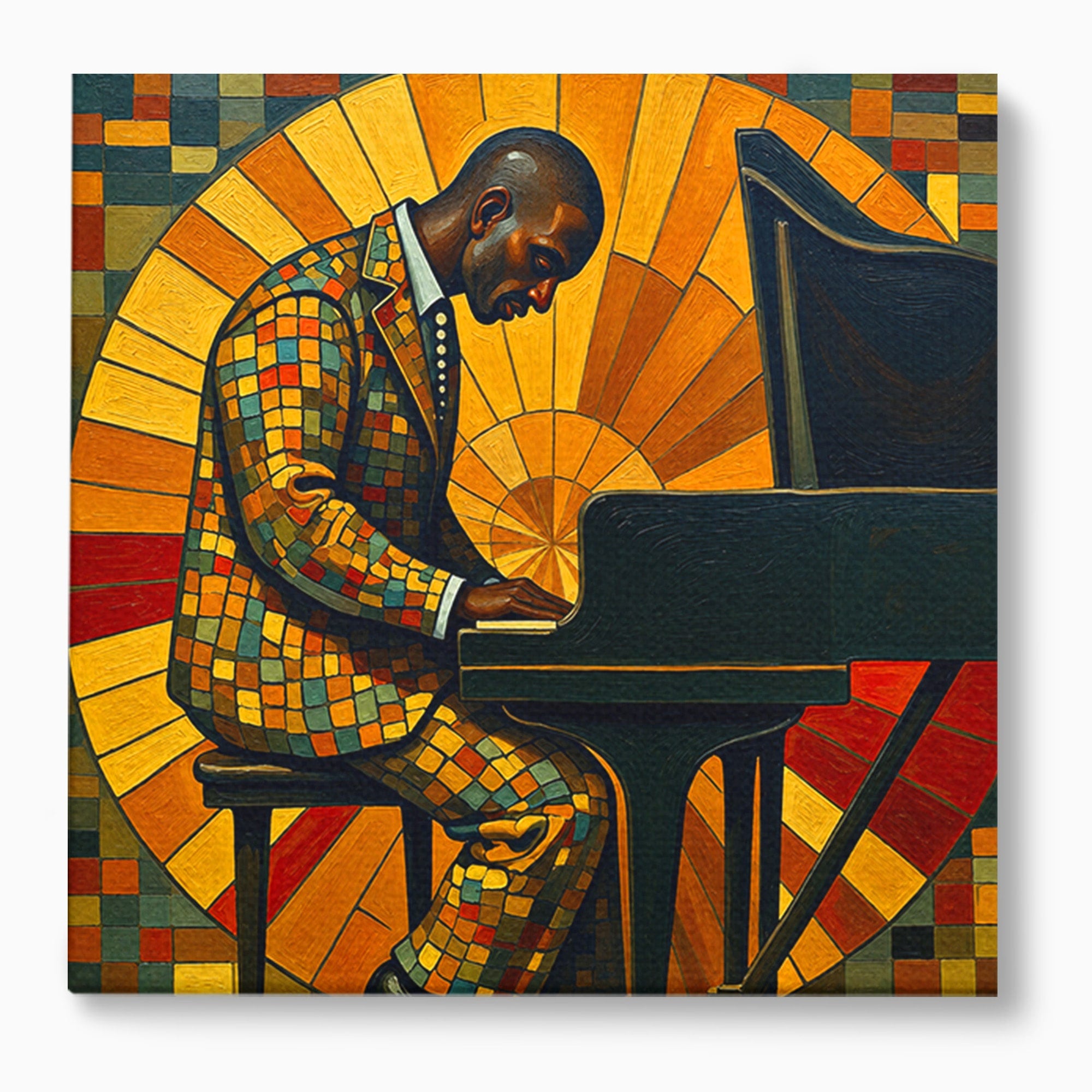 Tablou Canvas Premium LuxCanva® R1031, Pianistul In Lumina, Pianist, Muzica, Arta, Portret, Living, Culori Vibrante