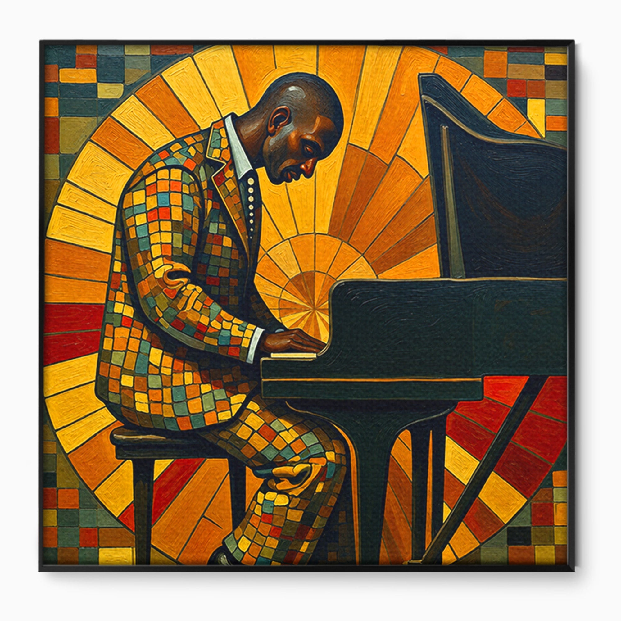 Tablou Canvas Premium LuxCanva® R1031, Pianistul In Lumina, Pianist, Muzica, Arta, Portret, Living, Culori Vibrante