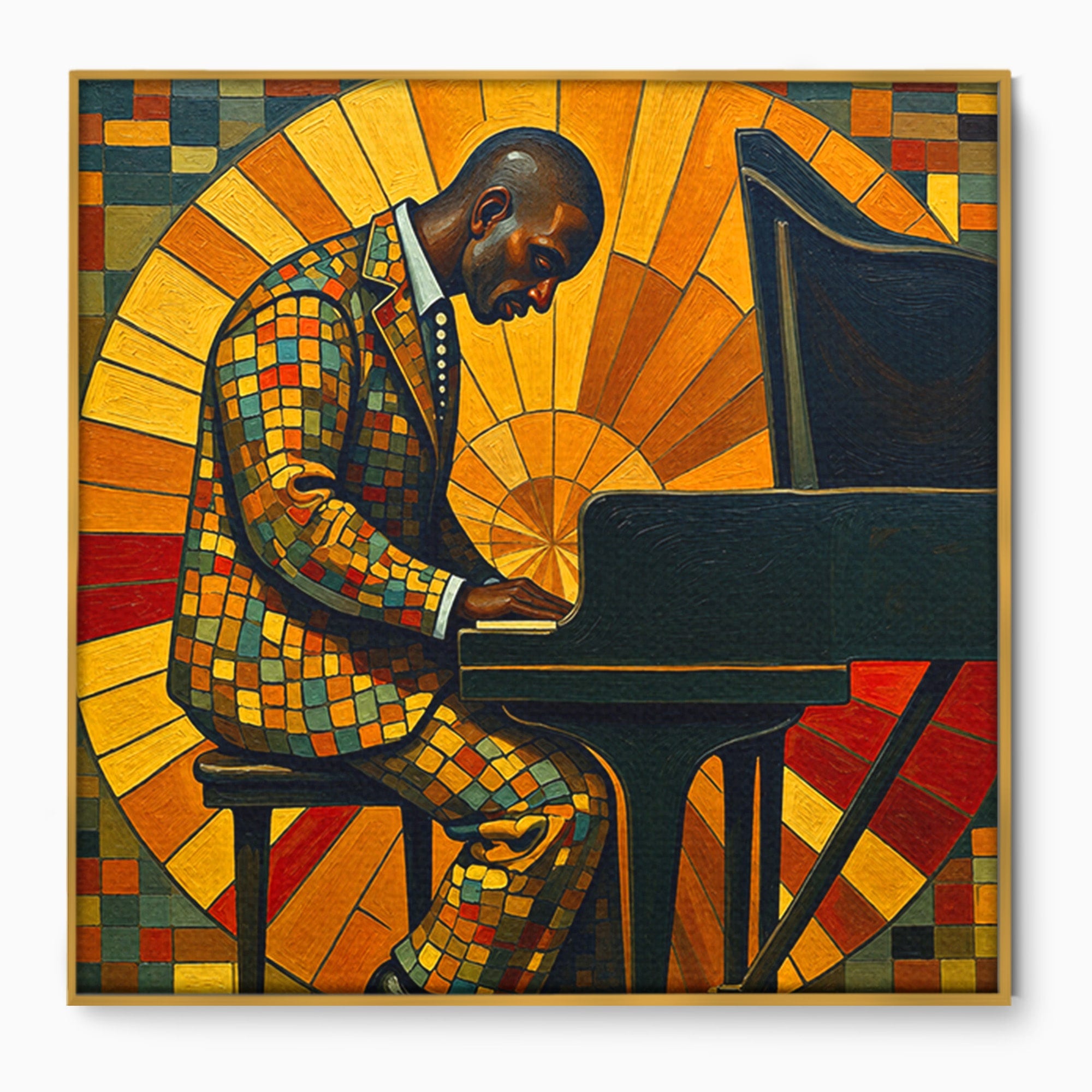 Tablou Canvas Premium LuxCanva® R1031, Pianistul In Lumina, Pianist, Muzica, Arta, Portret, Living, Culori Vibrante