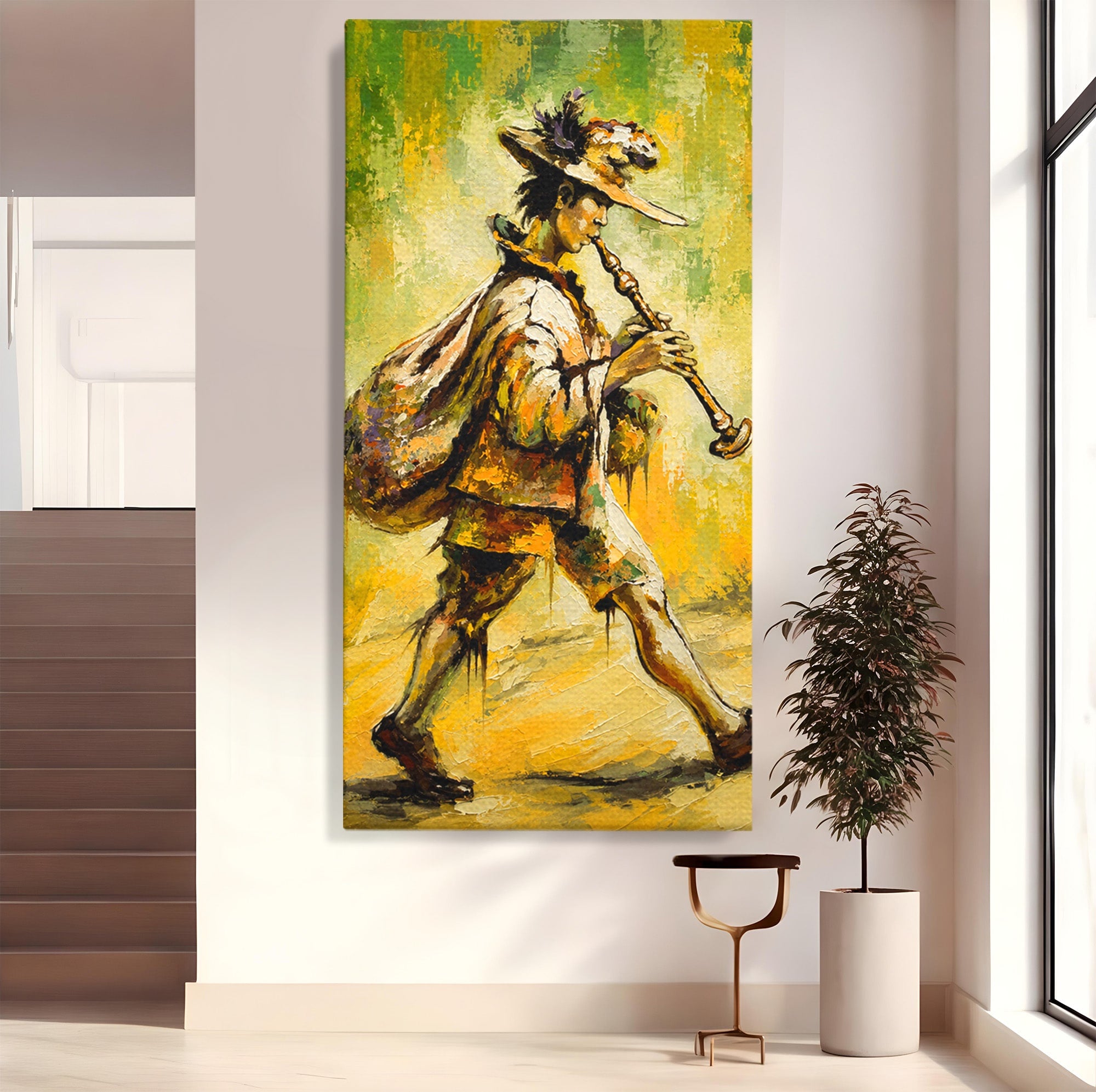 Tablou Canvas Premium LuxCanva® R1032, Flautistul Fermecat, Flautist, Muzica, Arta, Figurativ, Living, Culori Vibrante