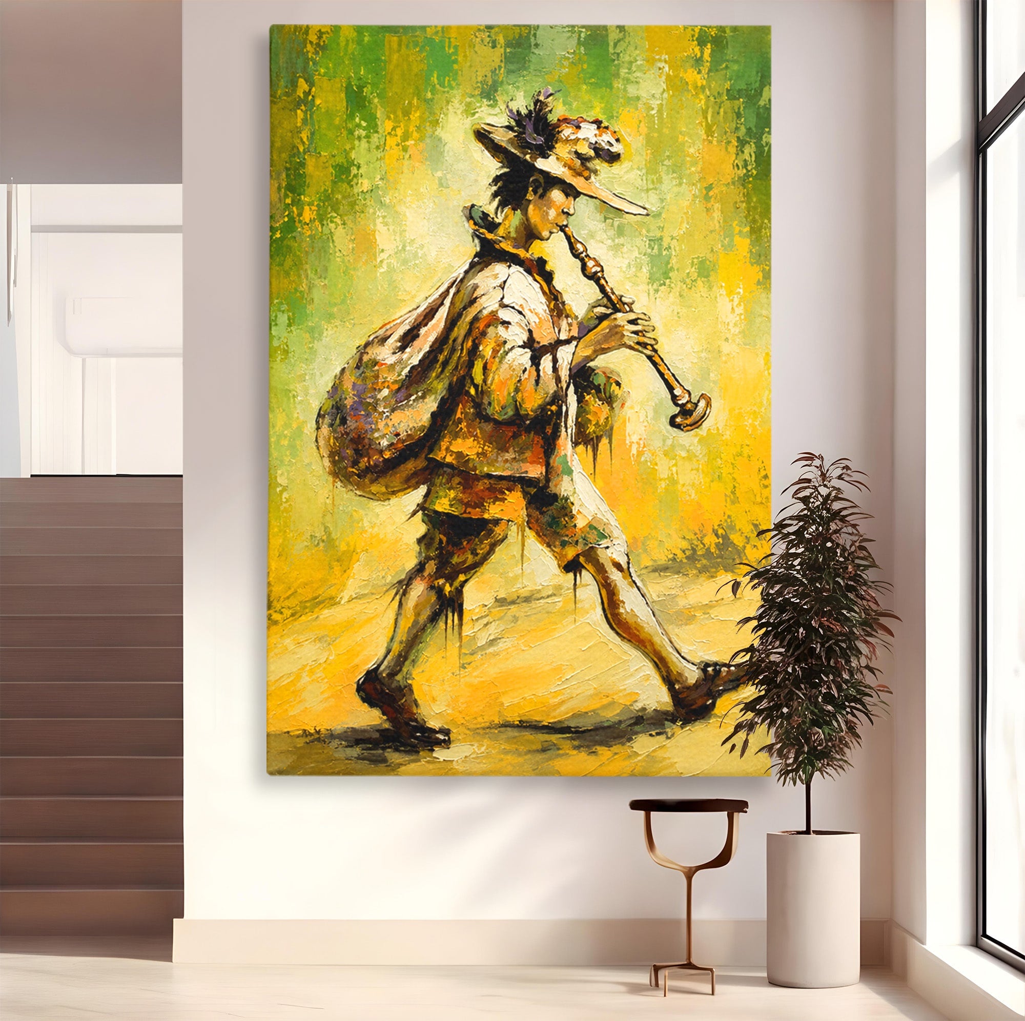 Tablou Canvas Premium LuxCanva® R1032, Flautistul Fermecat, Flautist, Muzica, Arta, Figurativ, Living, Culori Vibrante
