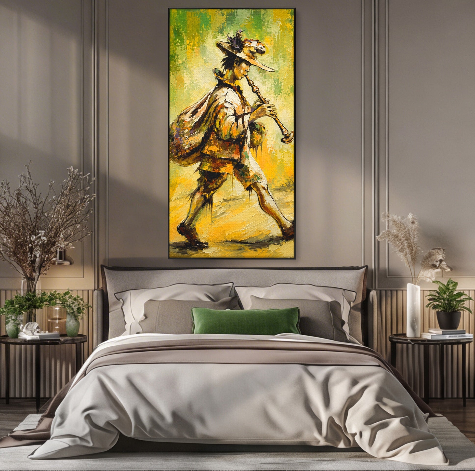 Tablou Canvas Premium LuxCanva® R1032, Flautistul Fermecat, Flautist, Muzica, Arta, Figurativ, Living, Culori Vibrante