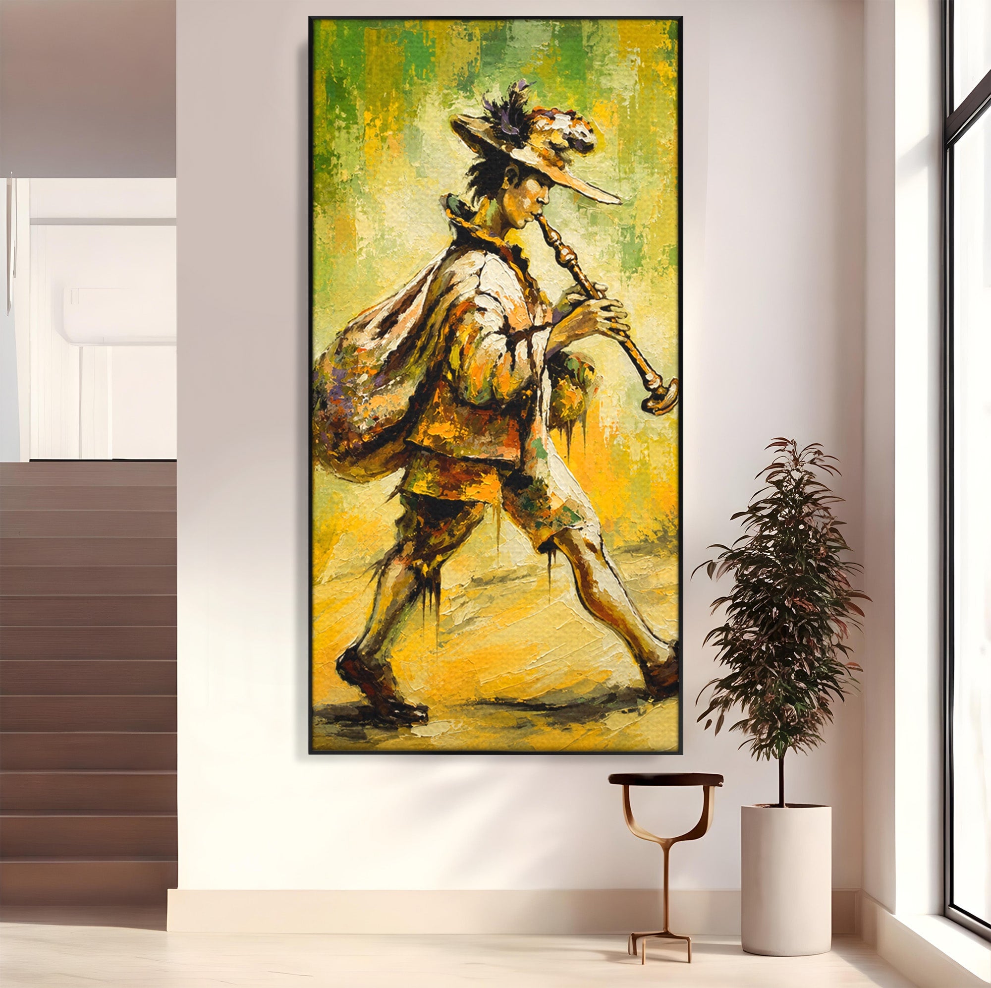 Tablou Canvas Premium LuxCanva® R1032, Flautistul Fermecat, Flautist, Muzica, Arta, Figurativ, Living, Culori Vibrante